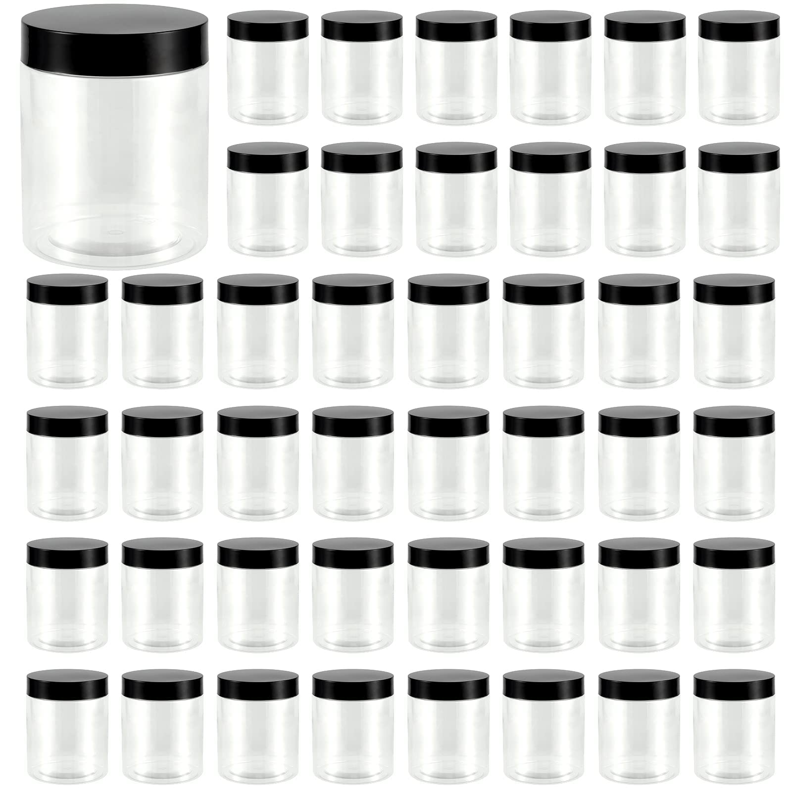 46 Pack 8 OZ Clear Plastic Jars with Lids - BPA Free Empty Slime Storage Containers, Cosmetic Jars for DIY Slime Making, Beauty Products, Food Storage | Perfect for Crafting, Organizing & Home Use