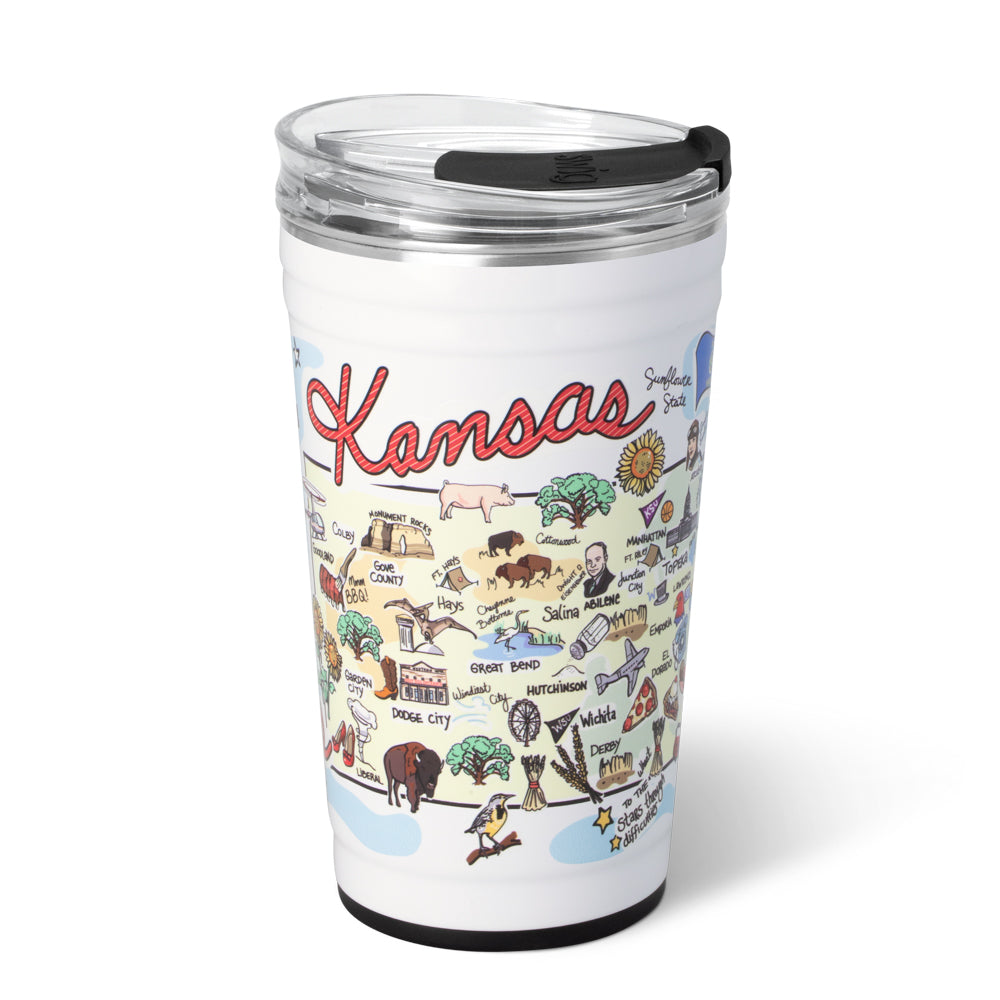 24oz Kansas Party Cup - Durable Plastic Cups for Parties, BBQs, and Outdoor Events - Bulk Pack of 50 - BPA-Free Disposable Drinking Cups for Beer, Soda, and Cocktails