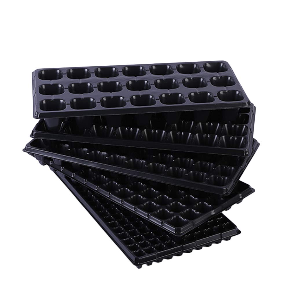 DOITOOL 5-Pack 21-Cell Seed Starter Trays for Vegetables, Succulents & Sprouts - Thickened Non-Porous Transparent Nursery Flat (Black) | Indoor Gardening, Hydroponics & Greenhouse Planting