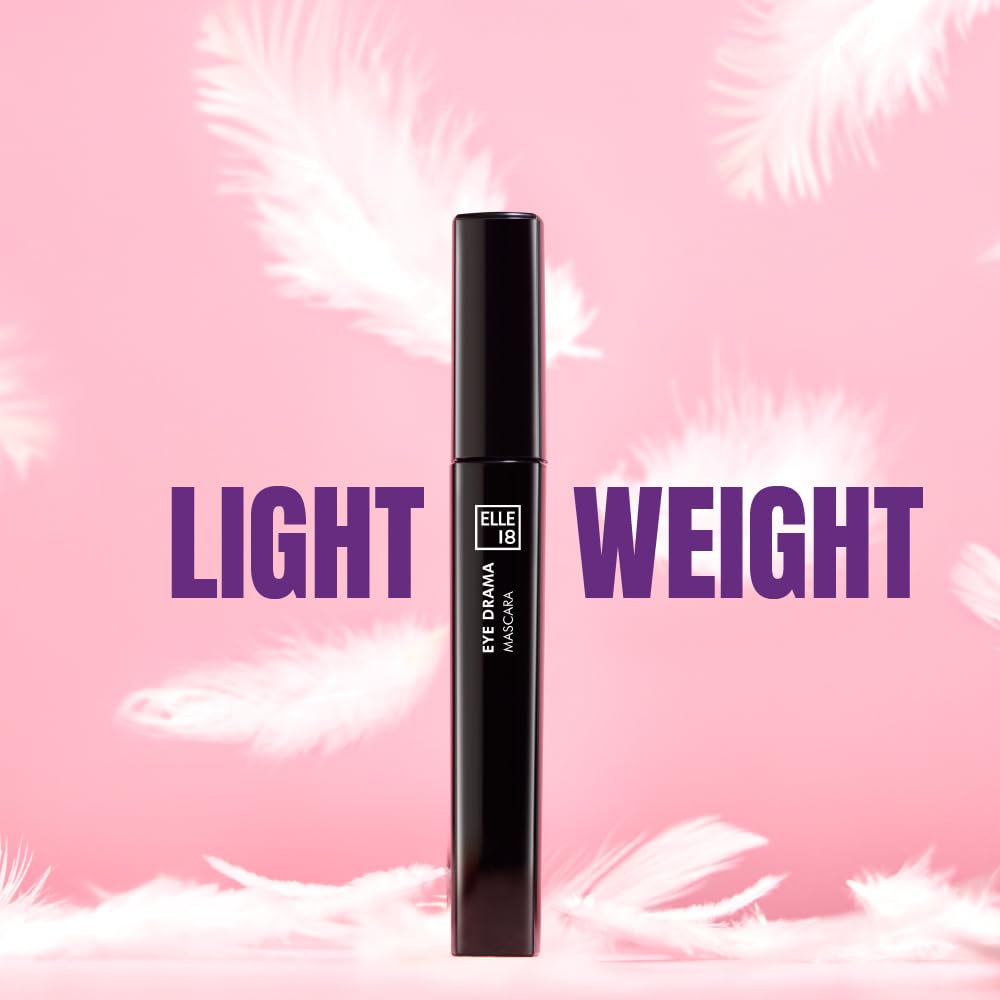 Elle18 Eyedrama Volumizing Mascara 11ml - Black Waterproof Lengthening Mascara for Dramatic Lashes | Perfect for Daytime Office Look & Night Out Makeup