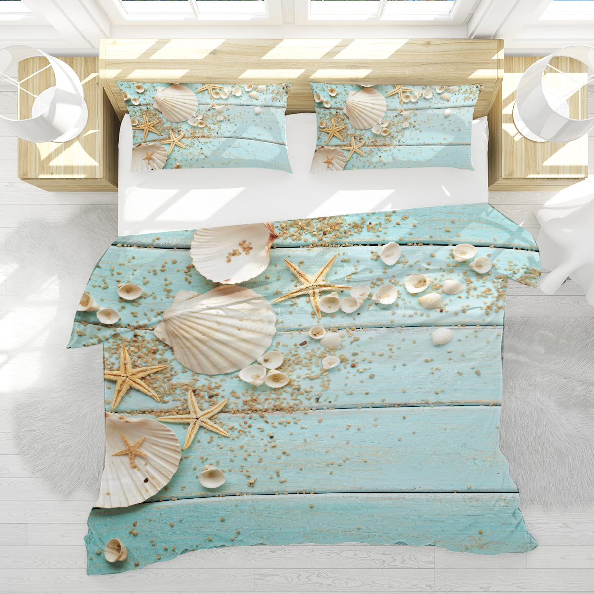Reversible Coastal Bedspread Set - Soft & Stylish Quilted Bed Cover for All Seasons | Perfect for Beach House, Guest Room & Master Bedroom Decor