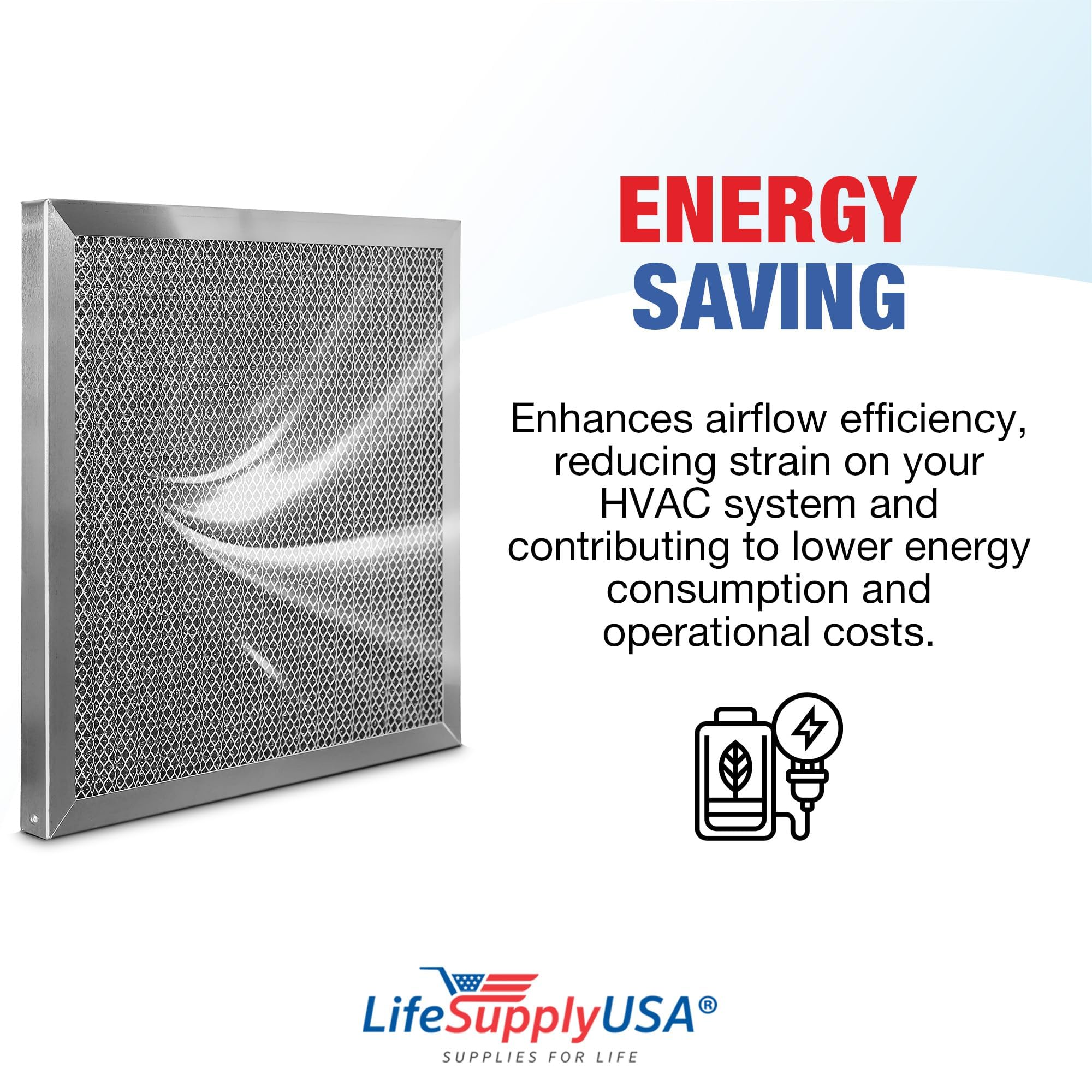 LifeSupplyUSA 16x16x1 MERV 8 Washable Electrostatic Air Filter - Reusable HVAC Furnace AC Filter for Home & Office - Energy Saving, Easy to Clean, Long Lasting (1-Pack) - Perfect for Allergies, Dust & Pet Hair Removal
