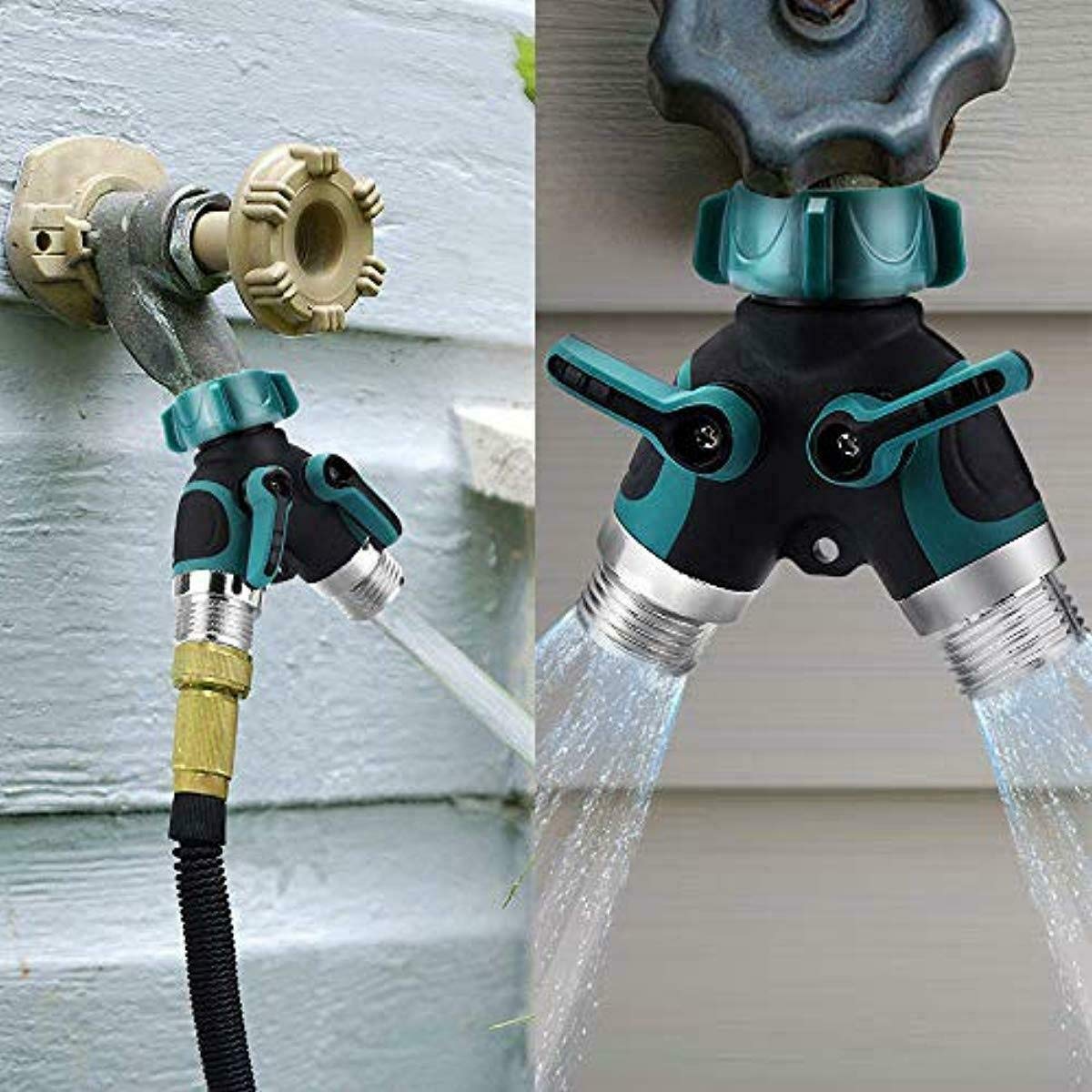 **Lxcom 2-Way Y Hose Connector - Garden Hose Splitter Adapter with Comfortable Rubber Grip & 4 Rubber Washers - Perfect for Lawn, Garden, and Outdoor Watering**