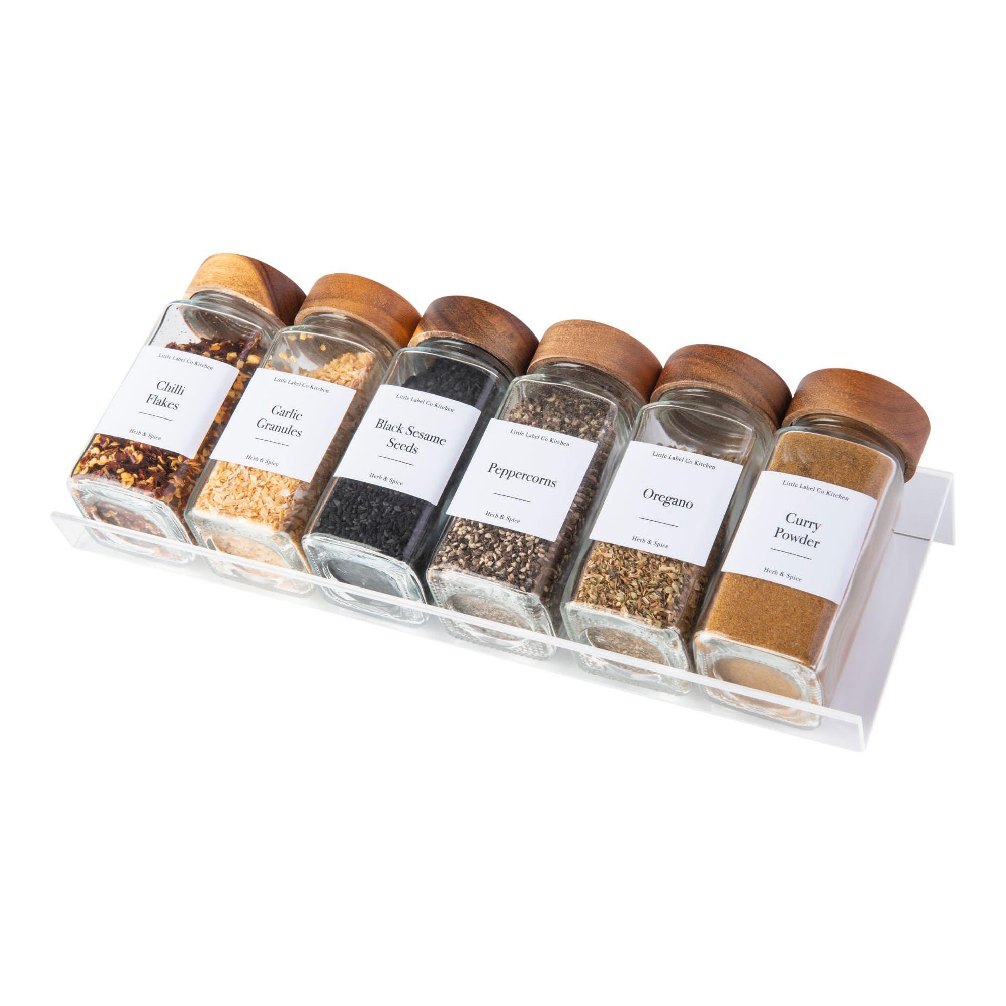 Clear Acrylic Herb & Spice Drawer Organizer - 12 Compartment Kitchen Storage for Spices, Tea Bags, and Small Items - Perfect for Pantry, Cabinet, and Countertop Organization