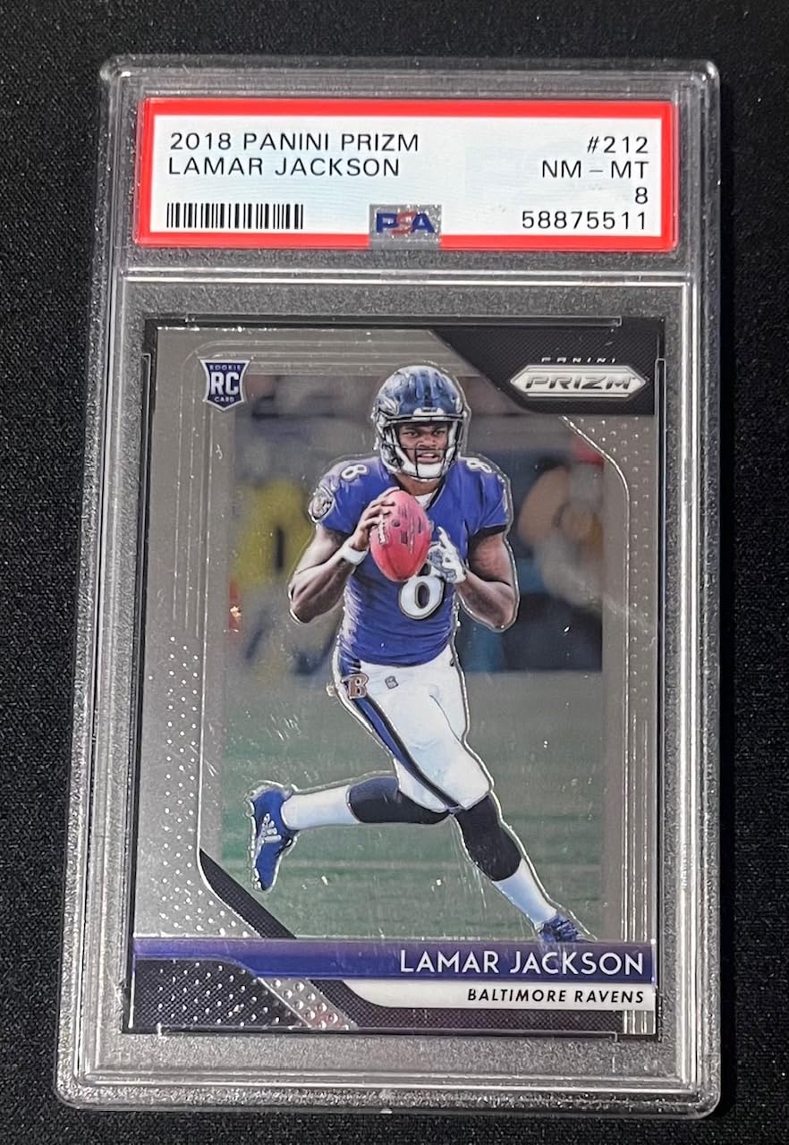2018 Panini Prizm Lamar Jackson Rookie Card #212 PSA 8 Graded - NFL Football Collectible for Fans, Investors & Display Cases