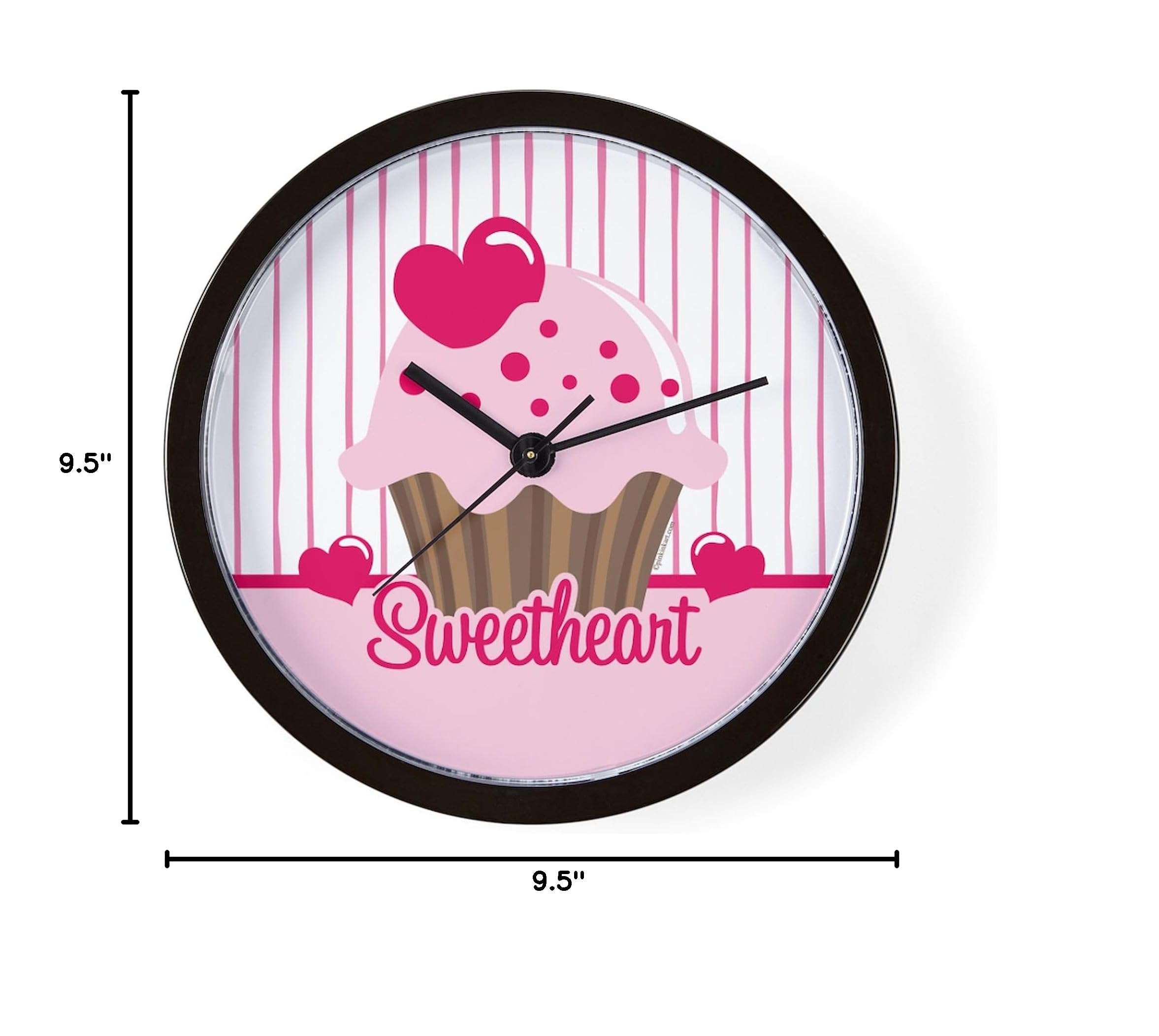 Sweetheart Cupcake 10-Inch Wall Clock - Cute Decor for Living Room, Kitchen, Office | Perfect Gift for Home, Birthday & Housewarming