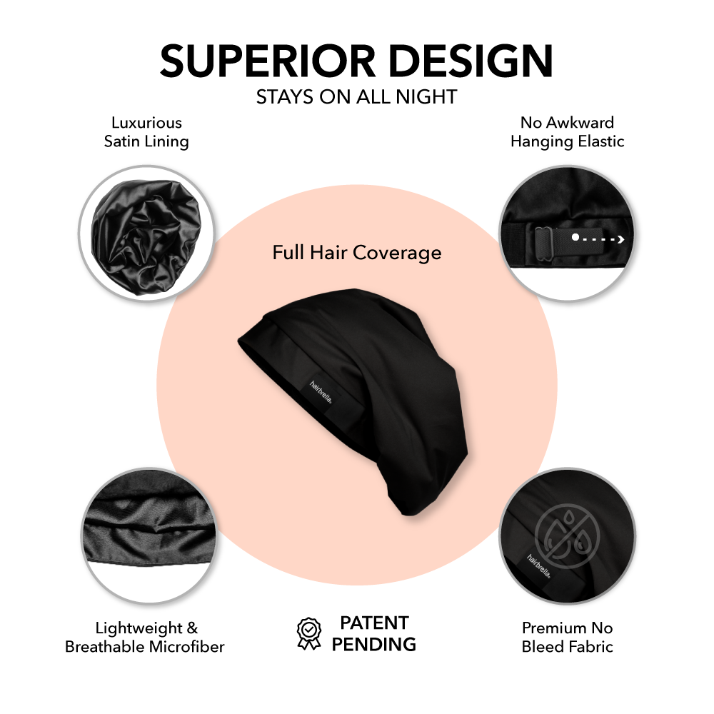 Bundle and Save: Hairbrella Satin Lined Sleep Cap for Curly & Natural Hair - Protect Hair While Sleeping, Travel & Gym Use