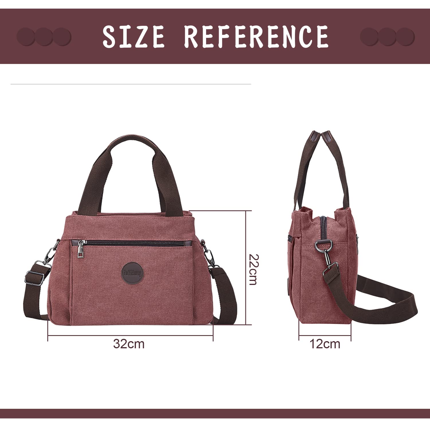 Vintage Canvas Hobo Handbag for Women - Crossbody Shoulder Tote Purse with Multiple Pockets | Casual Work, Travel & Everyday Use