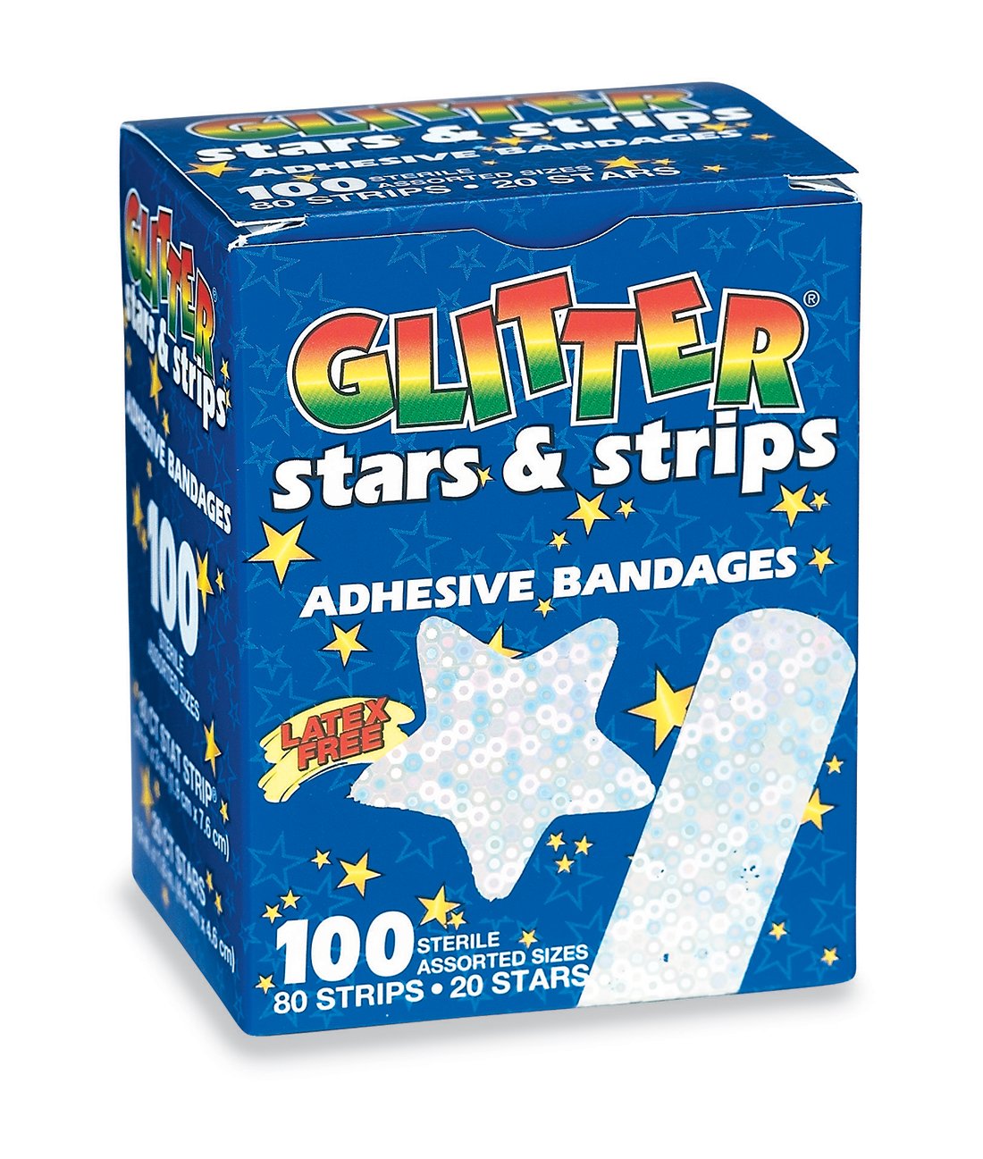 Glitter Stars and Stripes Bandages - First Aid Kit Supplies (1200 Count) for Kids, Adults, Wound Care & Patriotic Events
