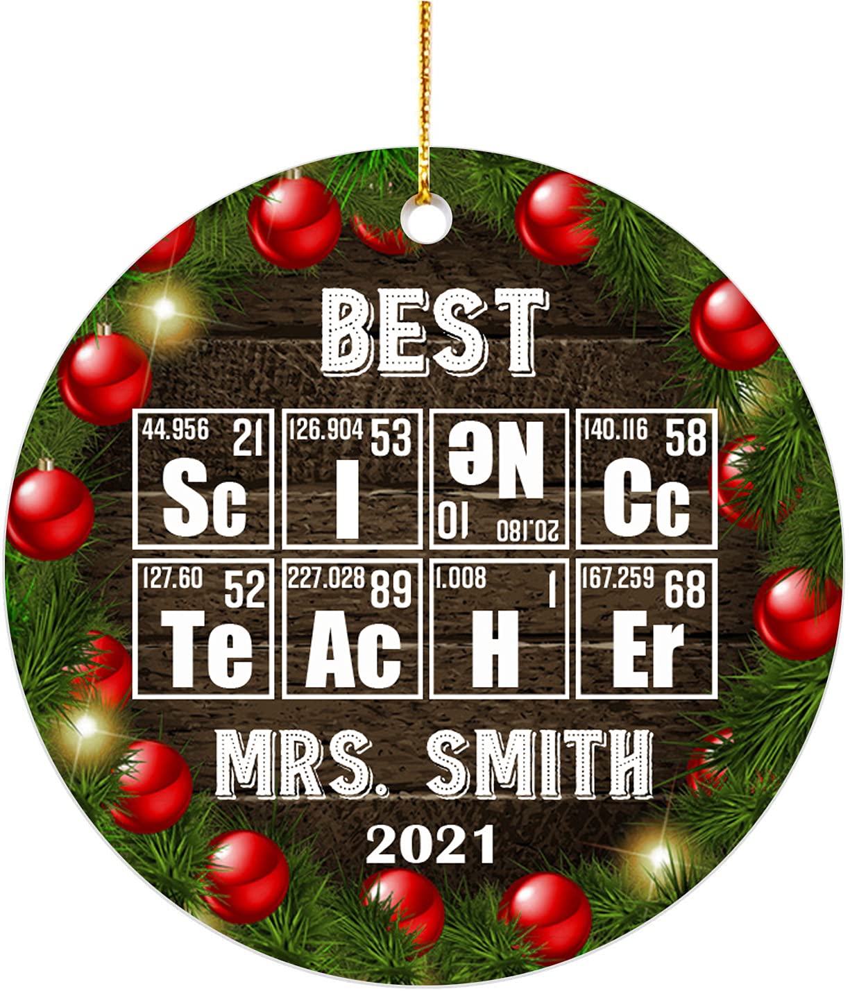 Personalized Science Teacher Christmas Ornament - Appreciation Gift for Educators - Perfect for Retirement, Graduation & Back to School
