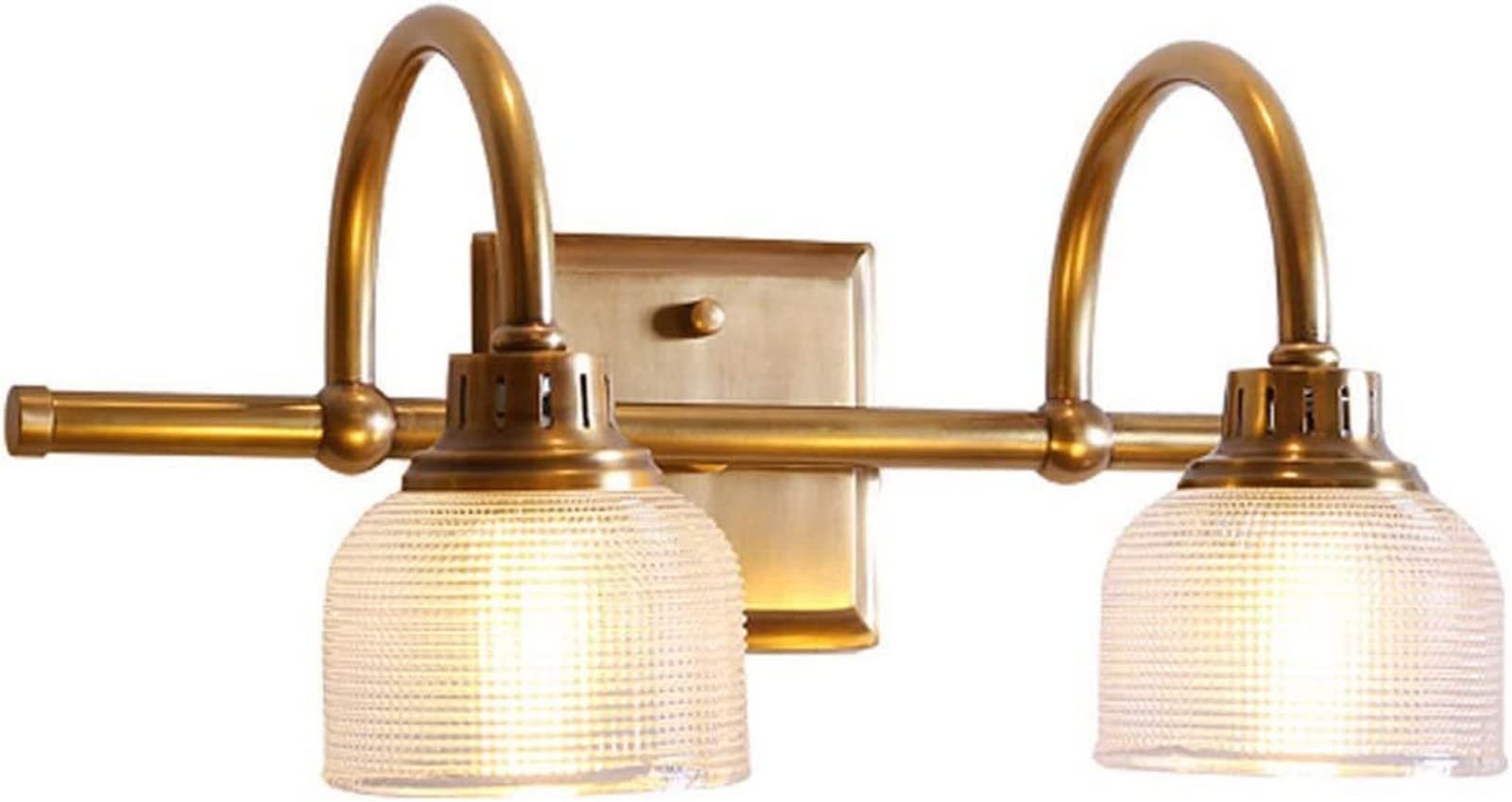 YKLL Vintage LED Mirror Lamp - 2/3 Lights Retro Bathroom Vanity Light with Brass Finish & Glass Shade - 55cm Dressing Table Light for Bedroom, Bathroom & Bedside Decor (Perfect for Makeup, Shaving & Home Decoration)