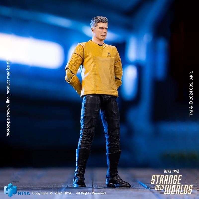 Pre Order 1/18 HIYA 4-Inch Action Figure - Exquisite Mini Series Star Trek Strange New Worlds Captain Pike Collectible Toy for Display & Sci-Fi Fans
