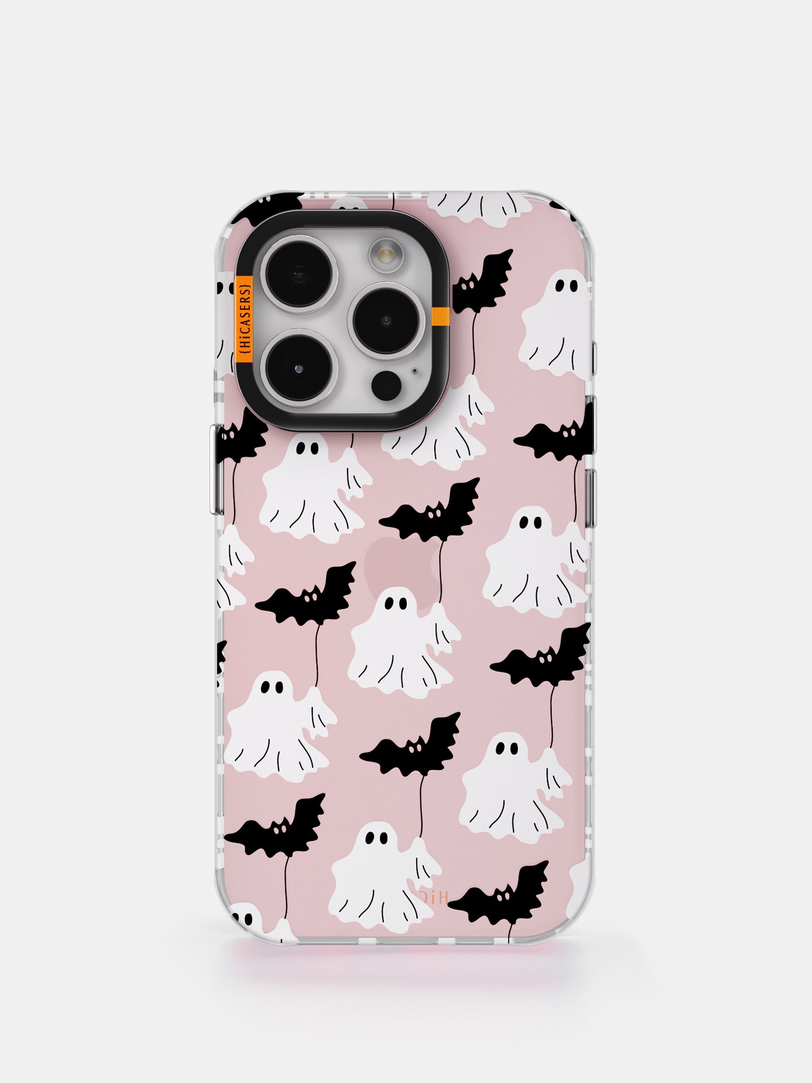 Ghosts and Bats Pattern Iridescent Phone Case - Pink | Halloween Protective Cover for iPhone & Samsung | Cute & Trendy Accessory for Parties & Daily Use