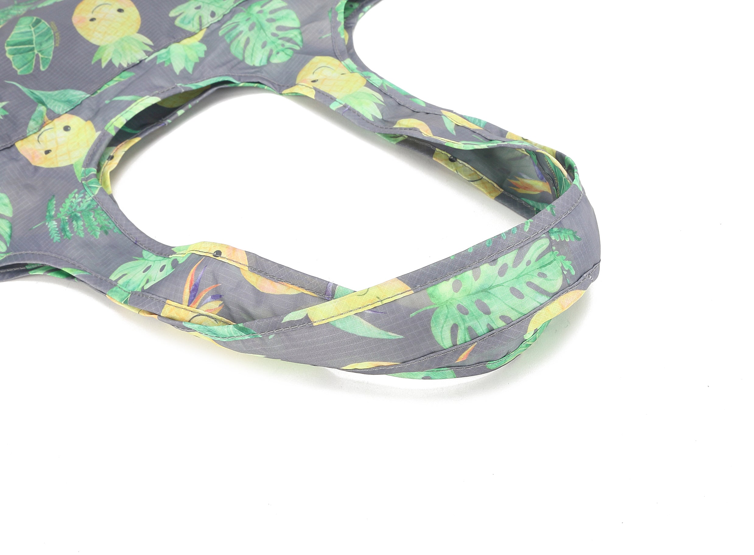 Foldable Tote Bag - Stylish Jacqueline Pineapple Monstera Print in Grey - Perfect for Grocery Shopping, Beach Trips & Daily Use