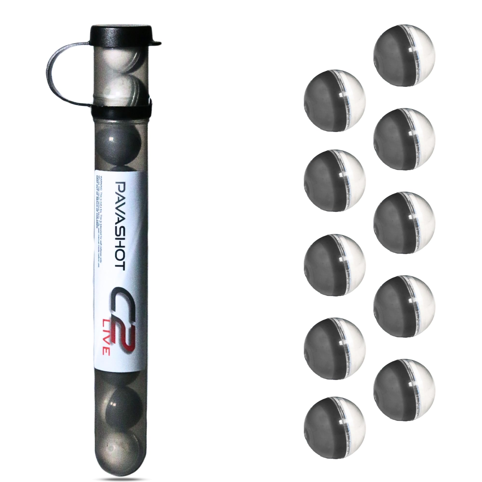 PavaBall - Police Grade .68 Caliber Pepper Projectiles with 2% Capsaicin | Non-Lethal Self Defense Ammo | 10 Count PAVA & Capsaicin Powder Balls (C2 Live) for Home Security, Riot Control & Personal Protection