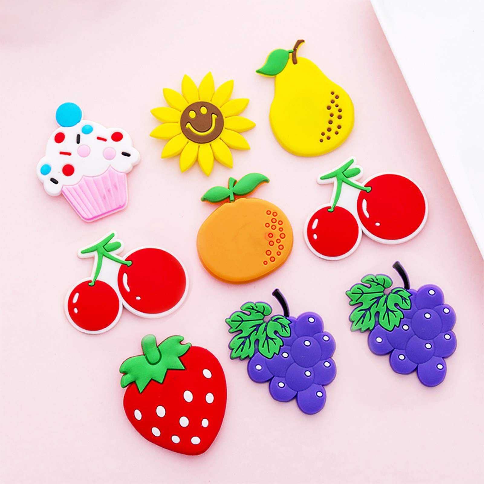 Cute Mini Cartoon Fruit Fridge Magnets - Strawberry, Grape, Cherry Stickers for Refrigerator, Kitchen & Office Decor - Fun & Adhesive Home Accessories