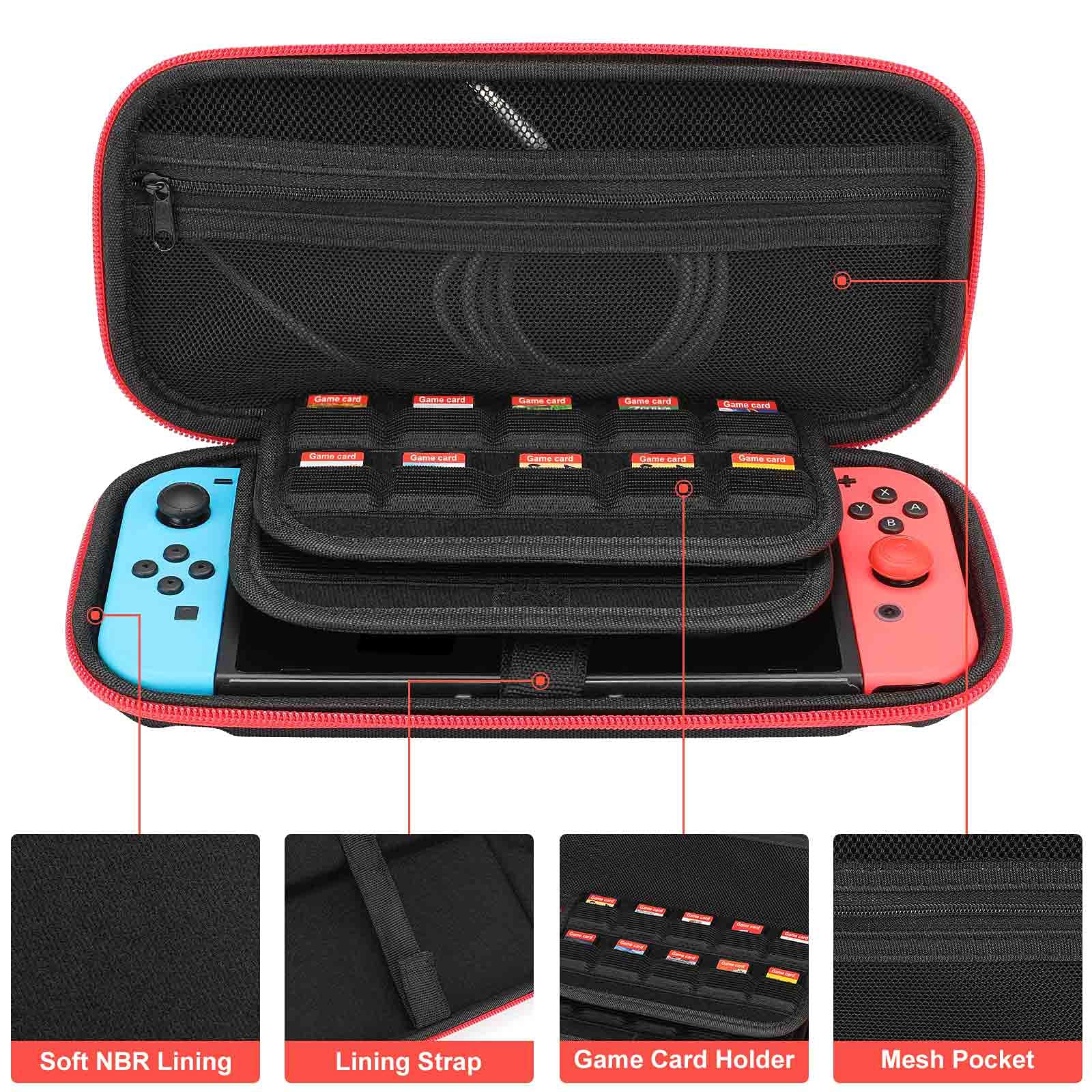 USA Flag & Illinois Nintendo Switch Carrying Case - Portable Travel Cover with 20 Game Card Slots - Perfect for Gaming On-The-Go & Travel Accessories