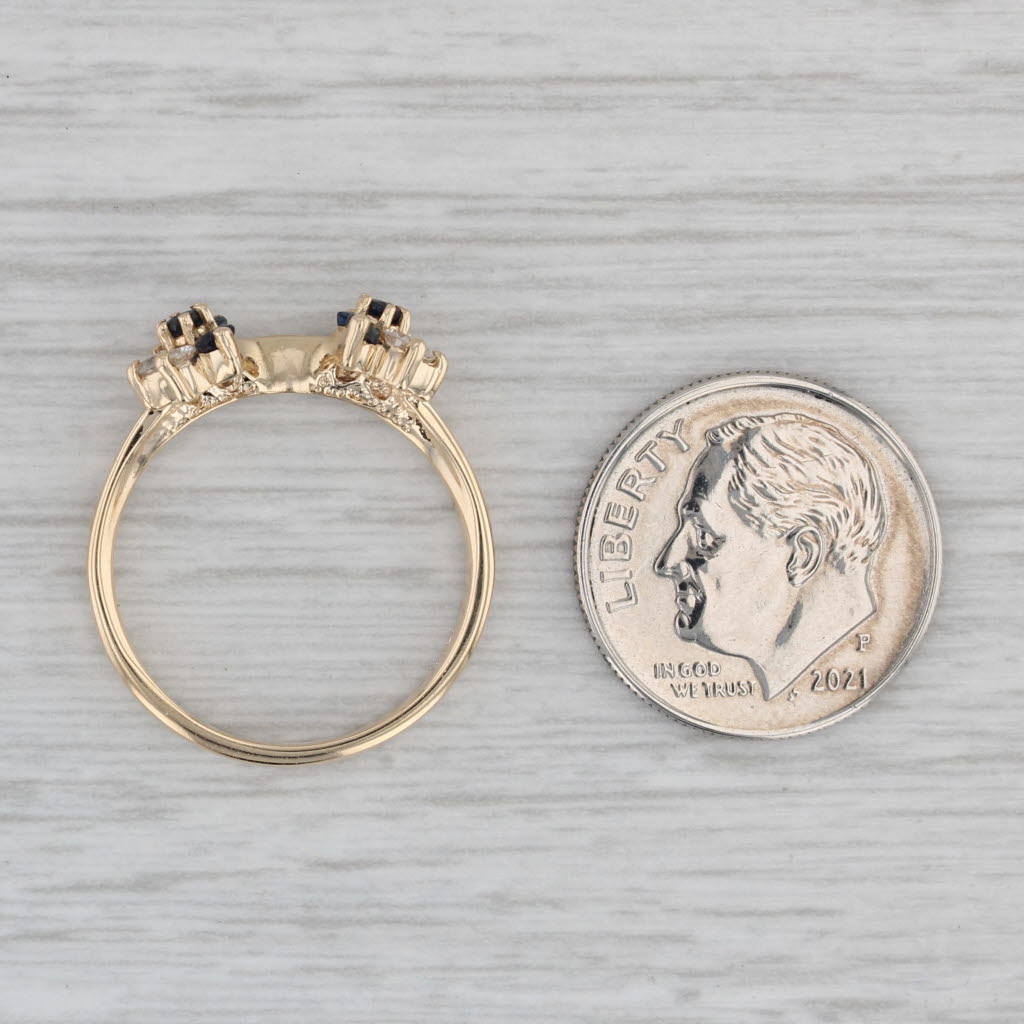 0.46ctw Blue Sapphire and Diamond Ring Enhancer - 14K Yellow Gold Size 6.5 - Perfect for Wedding Bands, Anniversary Gifts & Bridal Jewelry
