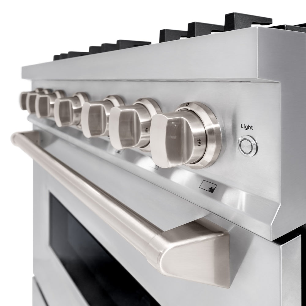 ZLINE 36 Inch 5.2 Cu. Ft. Stainless Steel Dual Fuel Range - 6 Burner Gas Cooktop & Electric Convection Oven (CDR36) - Perfect for Home Kitchens, Restaurants & Professional Chefs