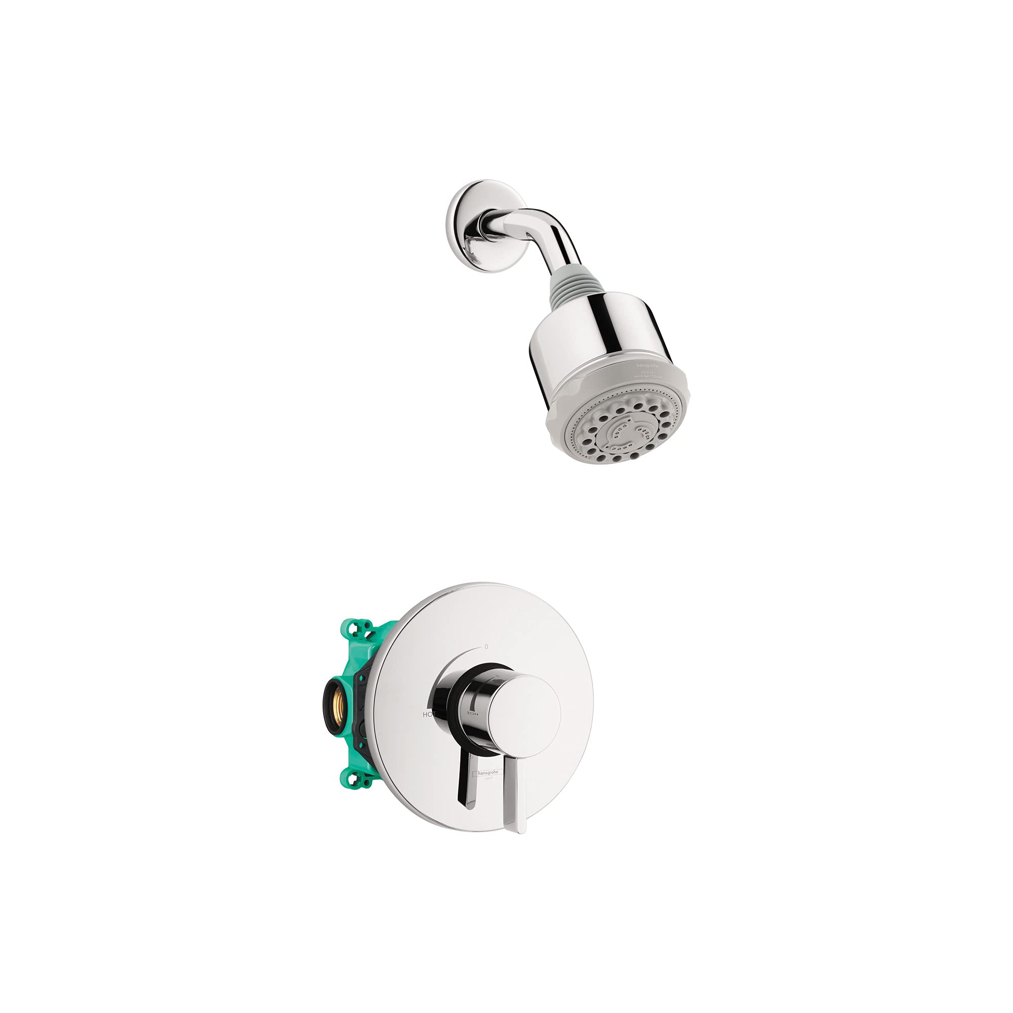 Hansgrohe Clubmaster Complete Shower System - Modern 3-Spray Showerhead with Full, Pulsating Massage & Turbo Spray in Chrome | 2.5 GPM | Includes Rough-In Valve | Perfect for Luxury Bathroom Renovations & Spa-Like Shower Experience