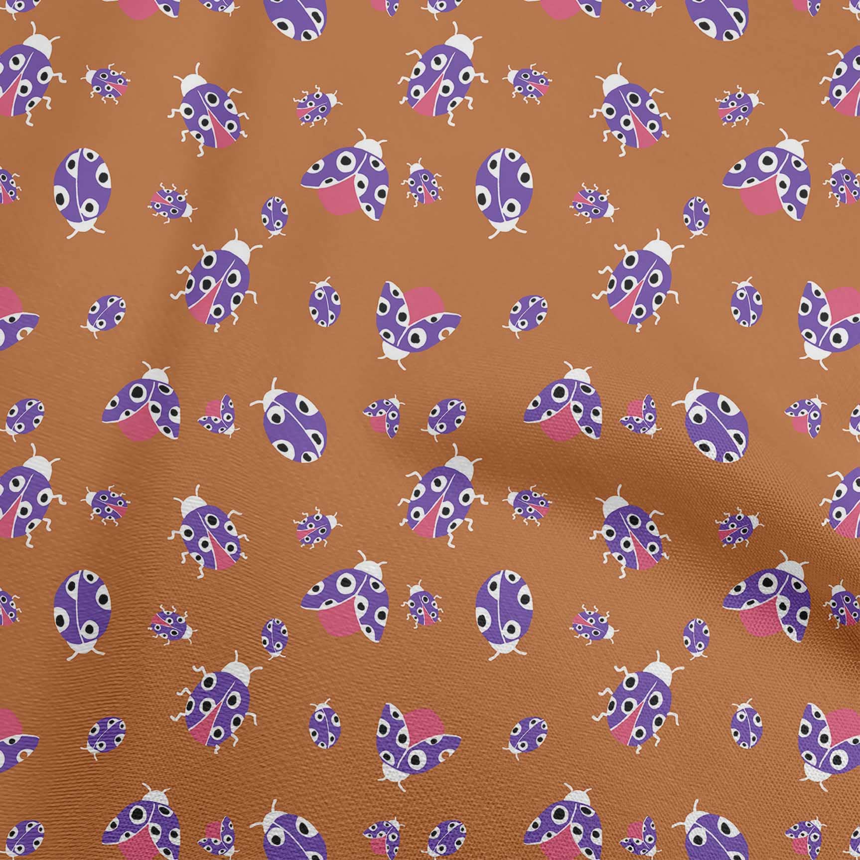 oneOone Rayon Orange Fabric - 56 Inch Wide Printed Ladybird Sewing Material by The Yard for DIY Clothing, Dresses & Home Decor Projects | Soft, Lightweight & Easy to Sew