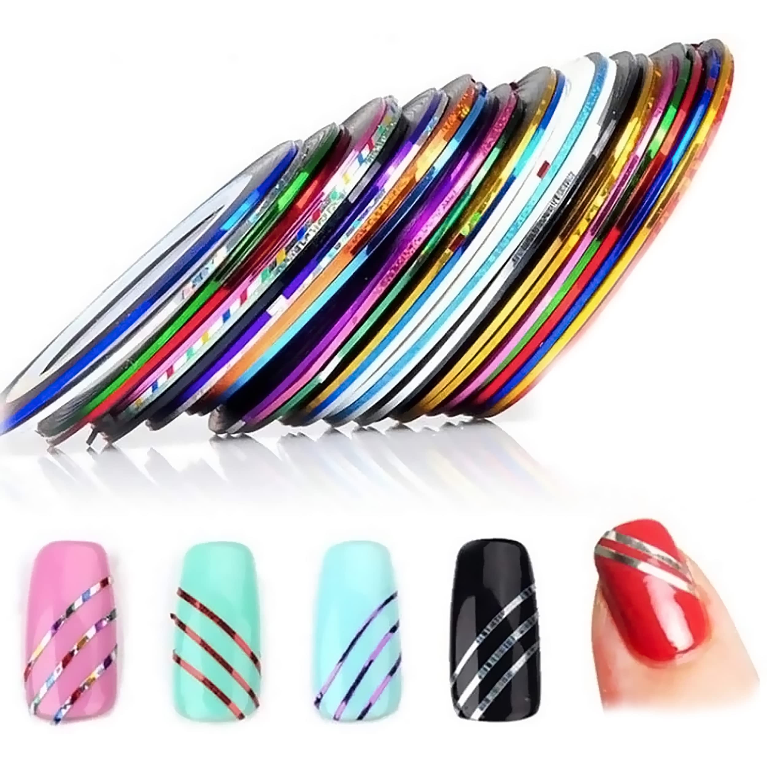 MAPPERZ 100 White Acrylic Nails Kit with 48 Jars Nail Glitter, 1 Nail Glue, 10 Self-Adhesive Nail Tapes, 144 Nail Art Stickers & Nail Stamp - Perfect for DIY Nail Art, Salon Professionals & Home Manicures