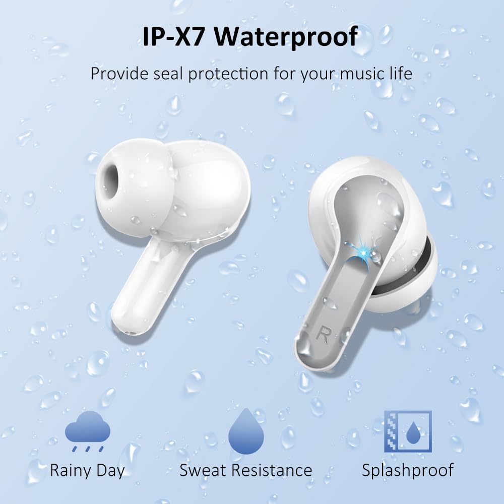 Premium Wireless Earbuds Bluetooth 5.3 with 4 ENC Noise Cancelling Mic, HiFi Stereo Deep Bass, 40H Playtime, LED Display, IP7 Waterproof - Perfect for Workouts, Commuting & Travel (Compatible with Android & iOS)
