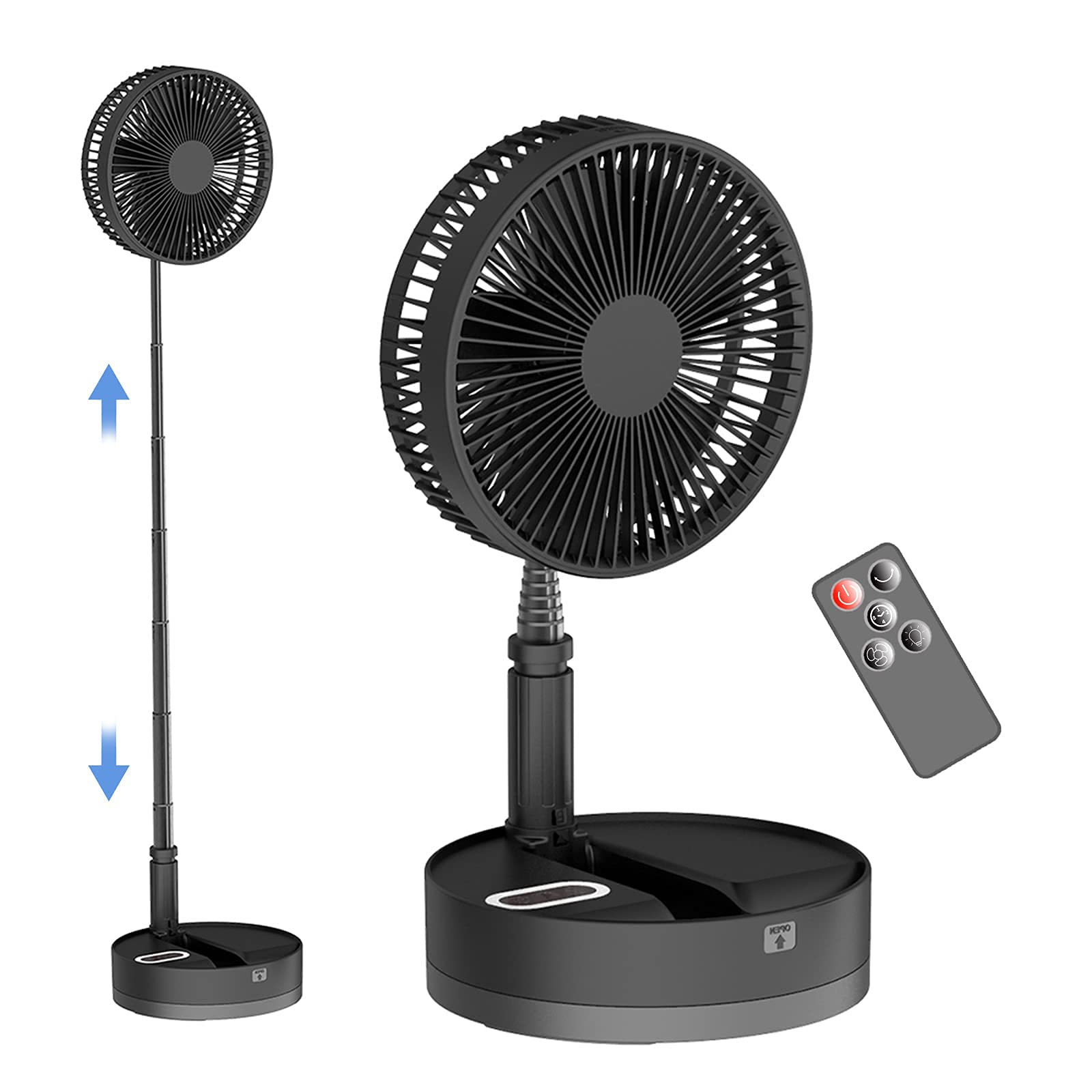10800mAh Rechargeable Foldable Desk Fan with Remote Control - 4 Speed Adjustable, Auto Oscillating, Battery Operated Portable Fan for Home, Office, Bedroom, Kitchen & Outdoor Camping Use