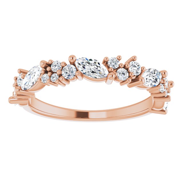 0.95 Carat Marquise and Round Diamond Wedding Band - Elegant Bridal Ring for Engagement, Anniversary & Special Occasions