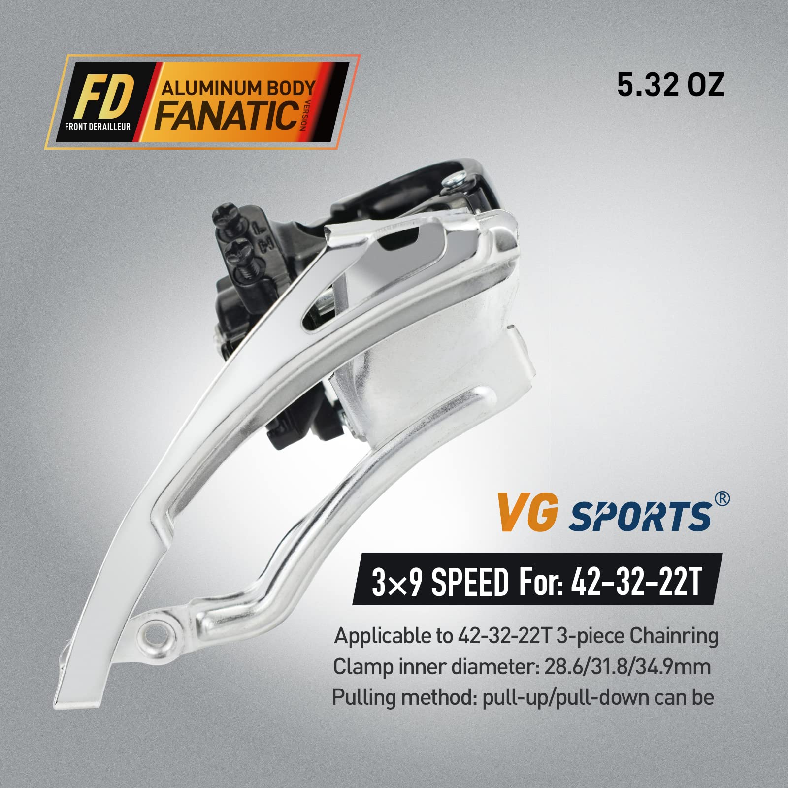 VG SPORTS 2/3 Speed Front Derailleurs - Compatible with Road Bikes, MTB & BMX - Top/Bottom Routing - Adjustable Clamp - Perfect for Commuting, Trail Riding & Urban Cycling