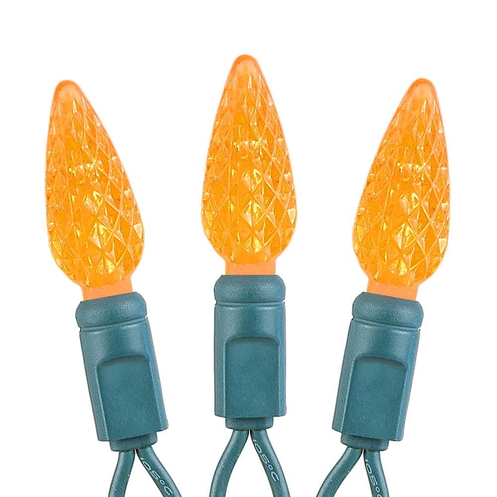 70 LED C6 Halloween String Lights 24FT - Orange Commercial Grade Outdoor Christmas Tree Lights, Permanent LED Decorations for Halloween, Christmas, Parties, and Year-Round Outdoor Decor