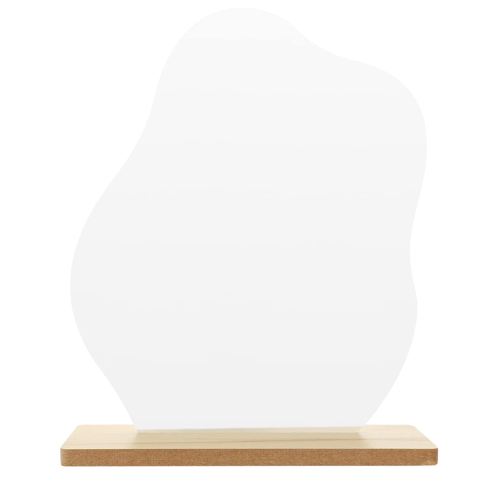 Homoyoyo Irregular Aesthetic Vanity Mirror - Frameless Acrylic Makeup Mirror with Wooden Stand for Desk, Tabletop, Bedroom & Office Decor | Perfect for Minimalist Spaces, Living Room Vanity & Dressing Areas