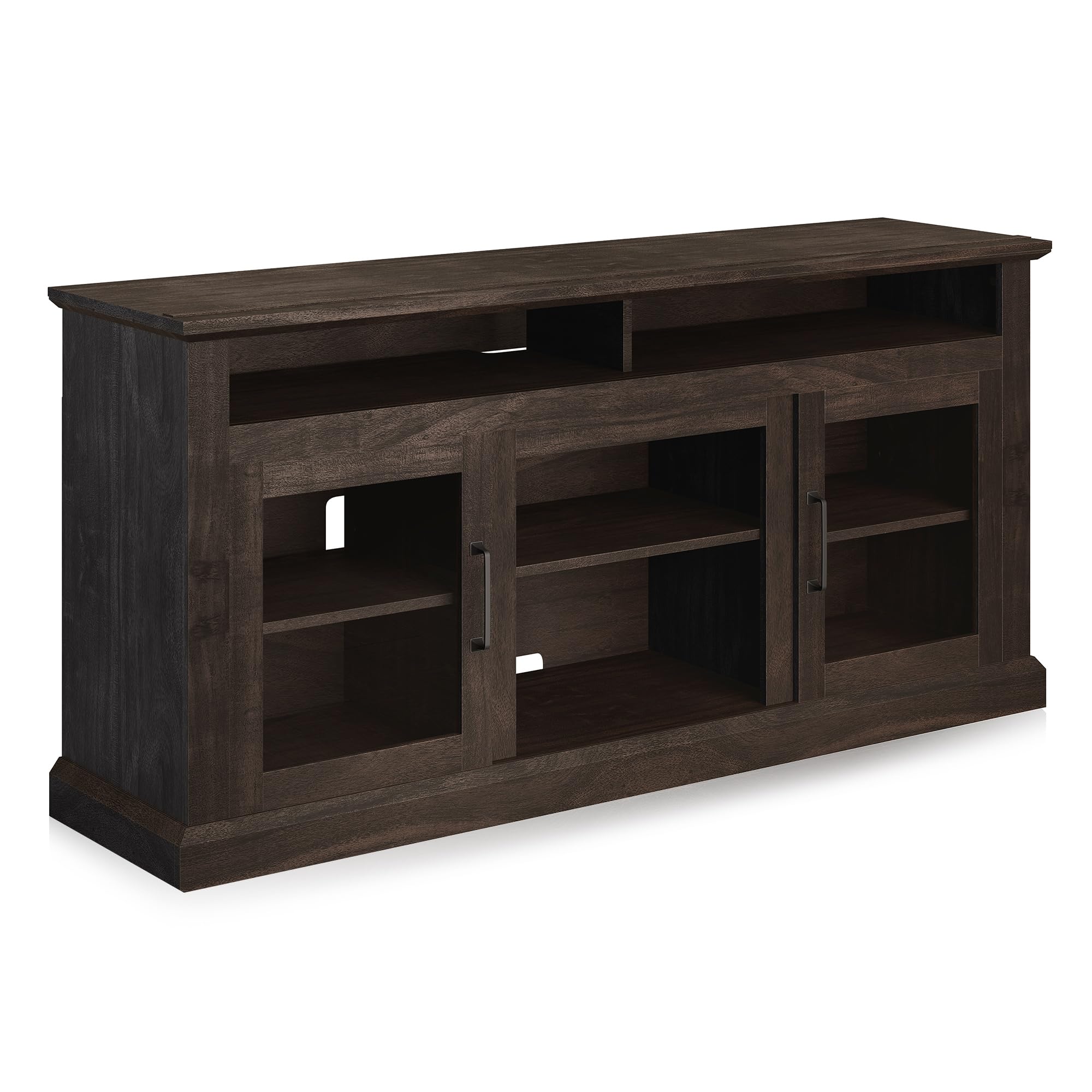 BELLEZE Modern 60 Inch TV Stand with Storage - Traditional Media Entertainment Center Console Table for 65 Inch TVs, Open Shelves & Cabinets in Cayman Brown - Perfect for Living Room, Bedroom & Home Theater Setup