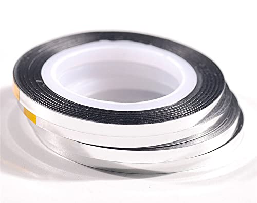 5 Rolls Glitter Nail Art Striping Tape - 3mm Wide Self-Adhesive DIY Nail Decoration Tape with Dispenser for Professional & Home Manicures - Perfect for French Tips, Geometric Designs & Nail Art Creativity