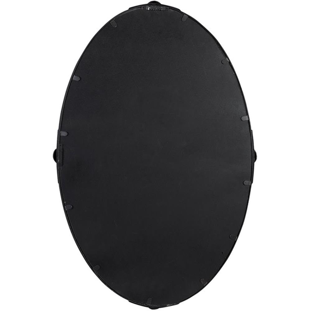BOWERY HILL Modern Black Iron Oval Glass Mirror - Elegant Wall Decor for Living Room, Bedroom & Entryway