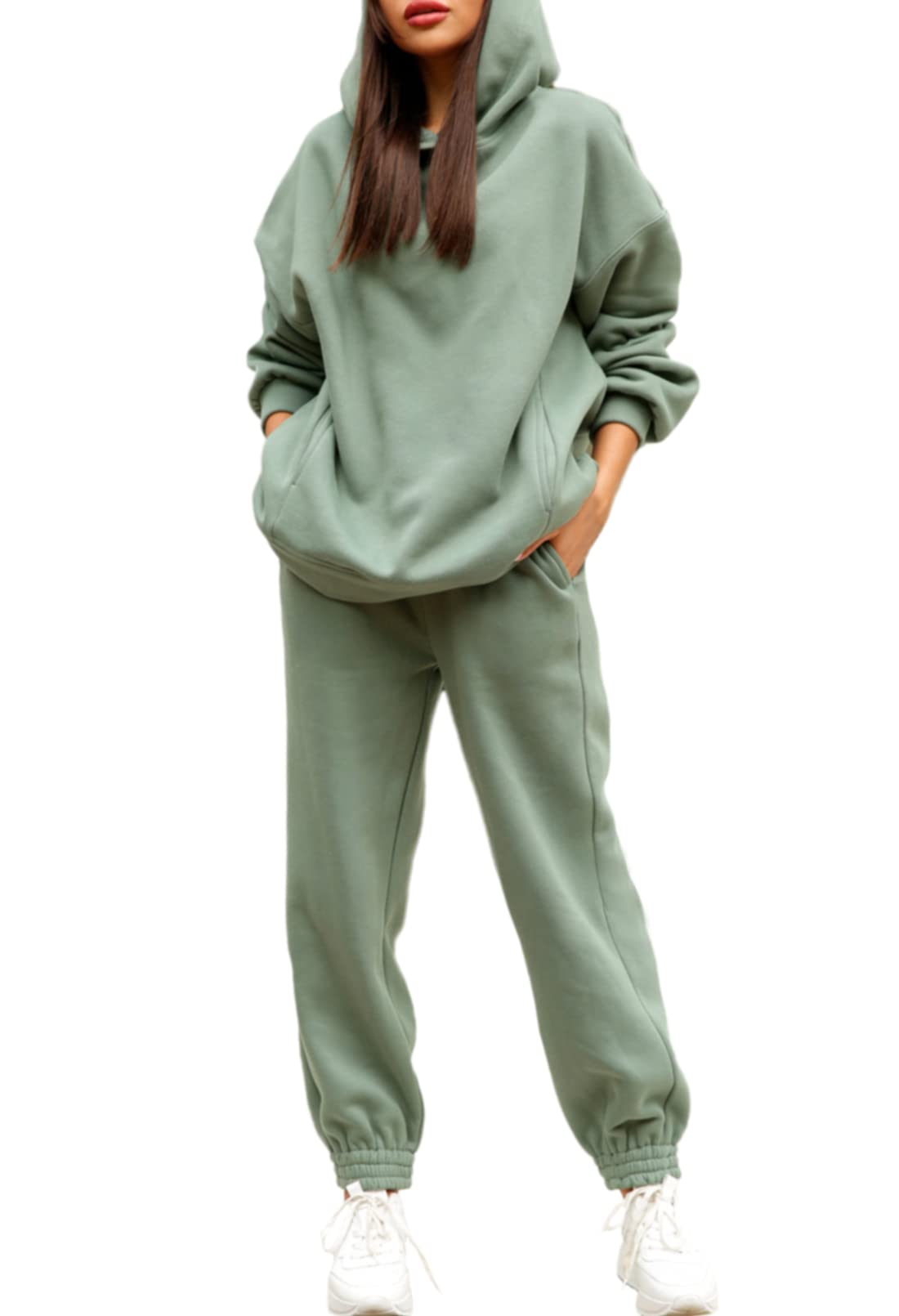 Fixmatti Women's 2-Piece Hoodie and Jogger Set - Long Sleeve Sweatshirt & Tracksuit Pants for Casual Wear, Lounge, Workout & Street Style Outfits