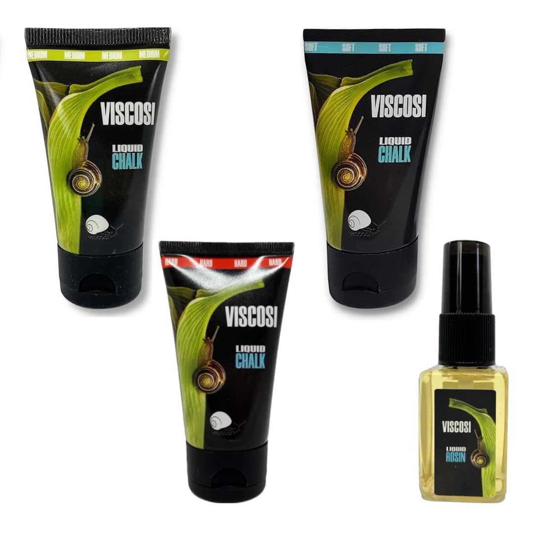 Premium Grip Viscosi Chalk Set - Soft 50ml, Medium 40ml, Hard 40ml & Liquid Rosin Spray 30ml | Pole Dance Grip Aid, Aerial Silks Chalk, Rock Climbing & Gym Chalk | Enhanced Performance for Pole Dancing, Aerial Arts, Bouldering & Weightlifting