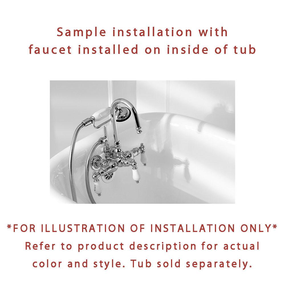 Chrome Wall Mount Clawfoot Bathtub Faucet Set with Supply Lines & Drain CC84T1 System - Perfect for Vintage Bathroom Renovation and Freestanding Tub Installation