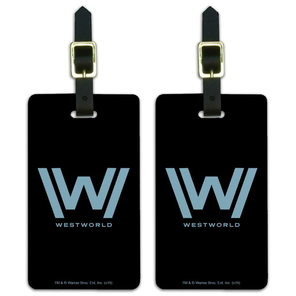 Westworld Logo Luggage ID Tags - Durable Suitcase Carry-On Tags with Customizable Info - Set of 2 for Travel, Business Trips & Vacation Identification