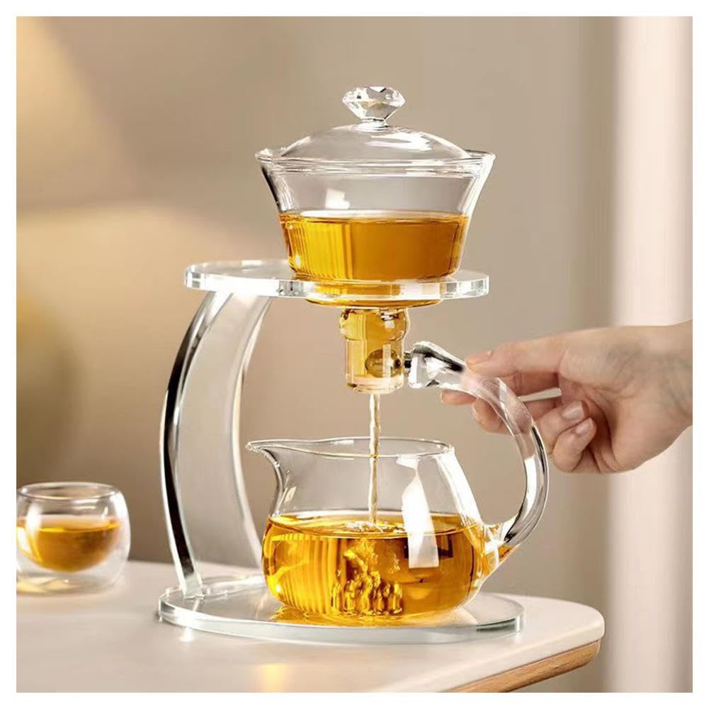 Premium Magnetic Teapot - Lazy Semi-Automatic Glass Tea Infuser with Heat-Resistant Borosilicate Glass - Ideal for Brewing Loose Leaf Tea, Blooming Flower Tea & Herbal Tea - Perfect Tea Maker Gift Set for Home, Office, Meditation & Holiday Gifting