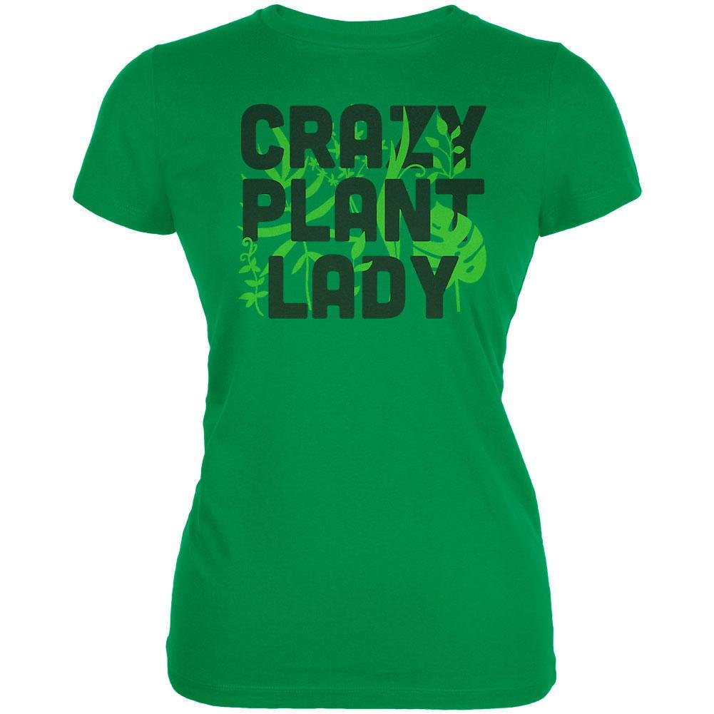 Gardening Crazy Plant Lady Juniors Soft T-Shirt - Irish Green Size Large | Fun Gardening Gift for Women, Plant Lovers & Garden Enthusiasts