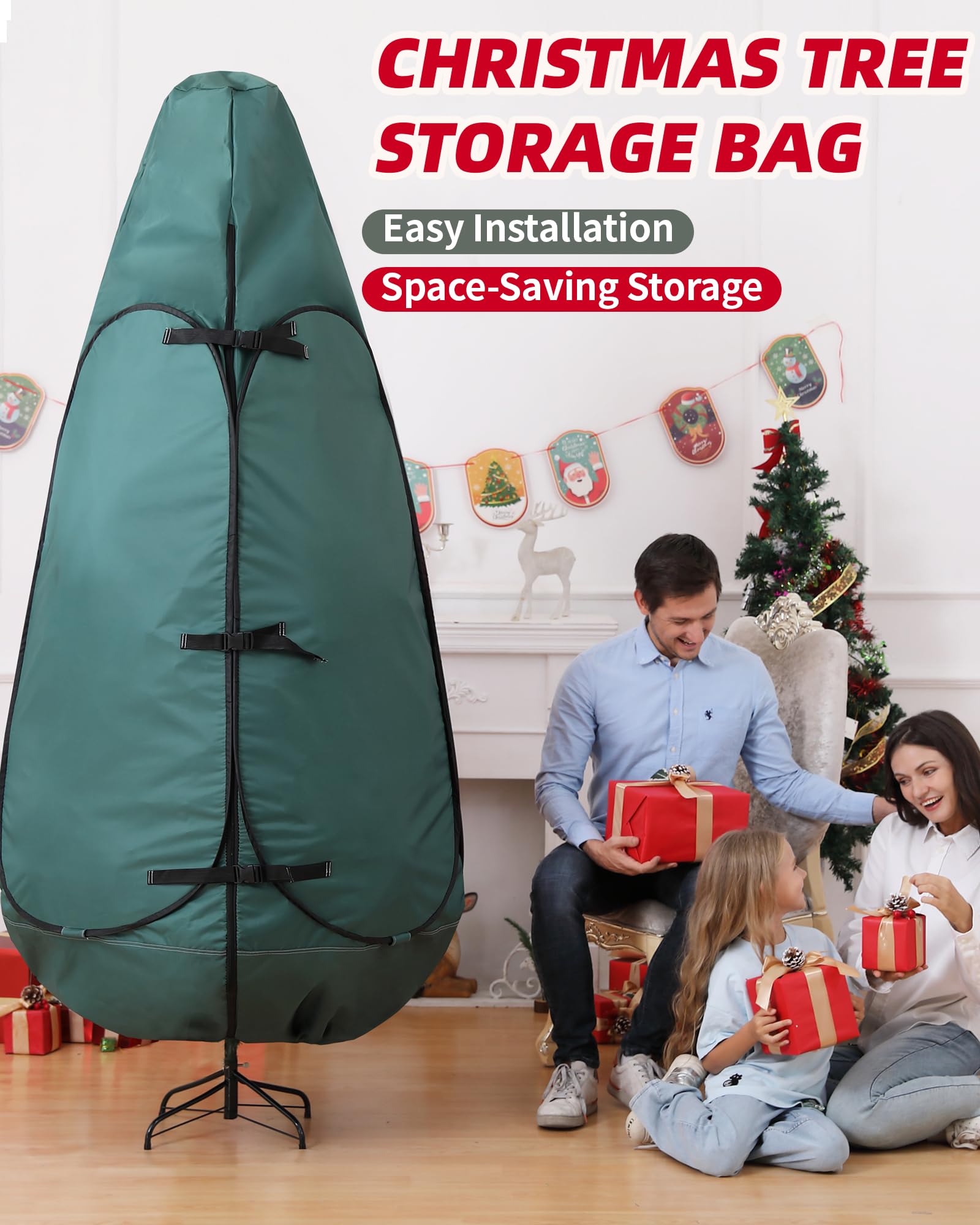 7 Ft Christmas Tree Storage Bag - Heavy Duty Upright Artificial Tree Cover for 6-7 Ft Trees | Perfect for Holiday Storage & Space Saving Organization (Fits 5 Ft, 6 Ft, 6.5 Ft & 7 Ft Trees) | Ideal for Attic, Garage & Seasonal Decoration Protection
