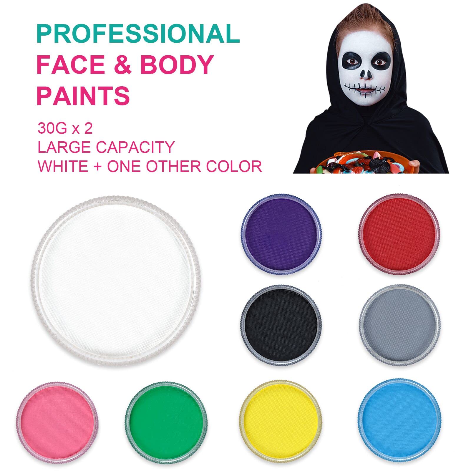 MooMoo Professional Face Paint Kit for Kids & Adults - Carnival & Halloween Makeup