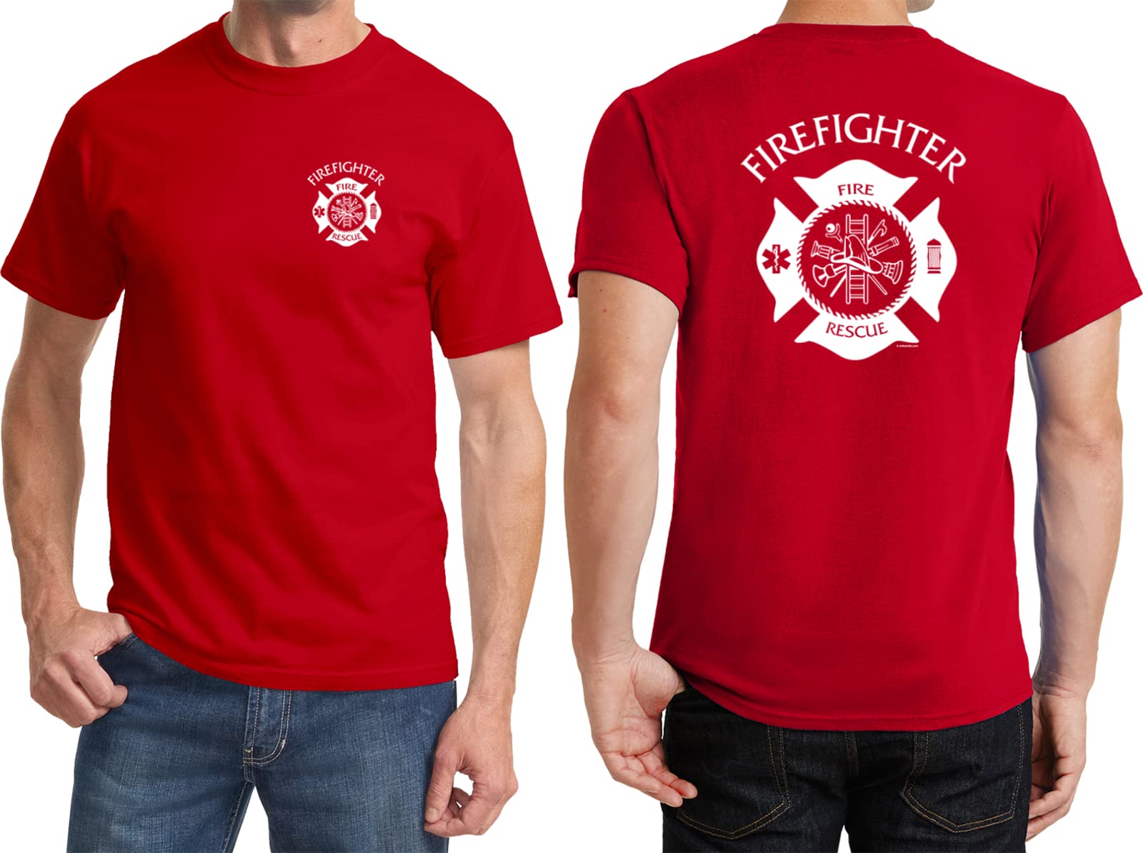 Firefighter Fire Rescue T-Shirt - Front & Back Print - First Responder Apparel for Firemen & EMS - Perfect for Fire Department Events & Training