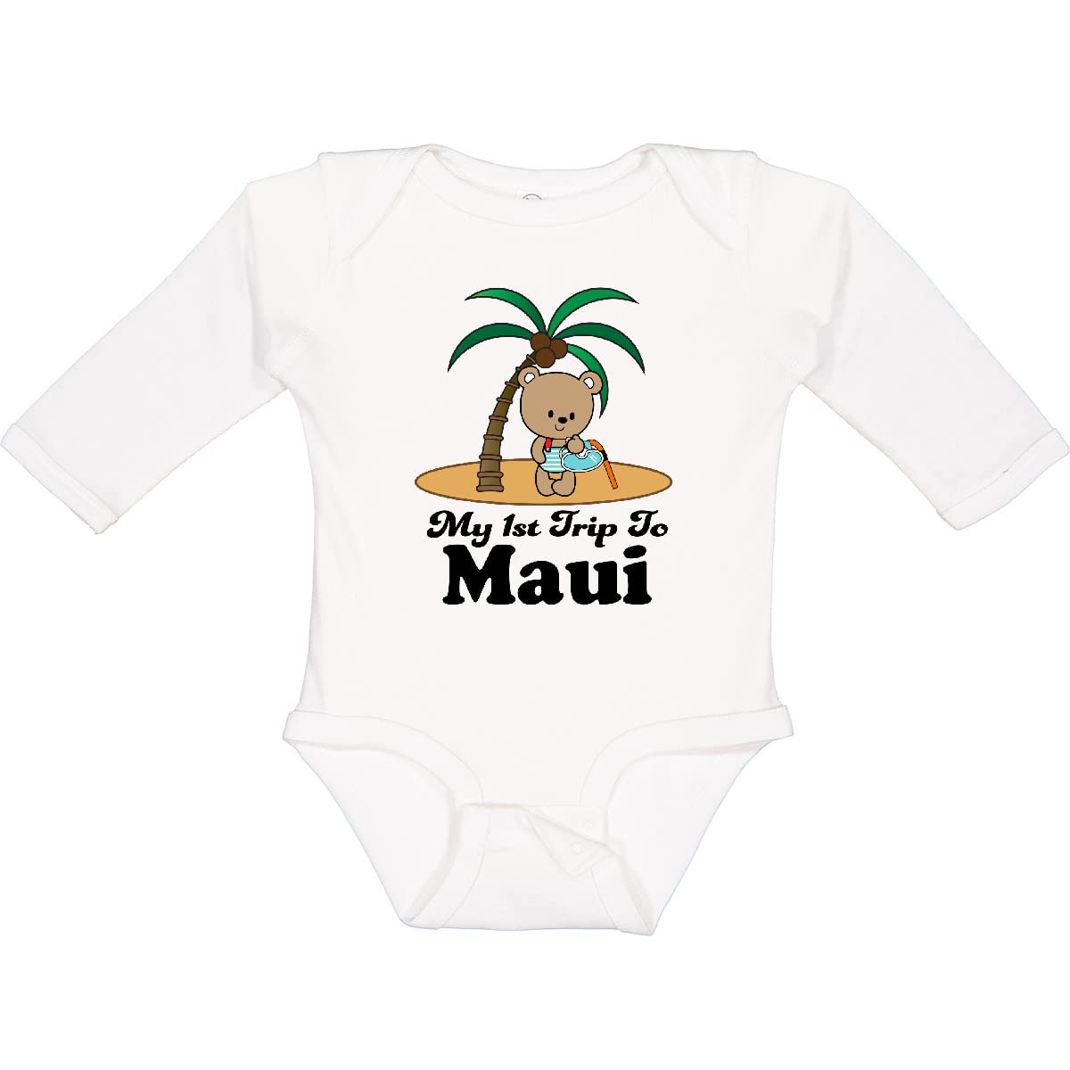 Inktastic 1st Trip to Maui Hawaii Baby Long Sleeve Creeper - Soft Cotton Onesie for Newborns & Infants - Perfect for Family Vacations & Hawaiian-Themed Photoshoots