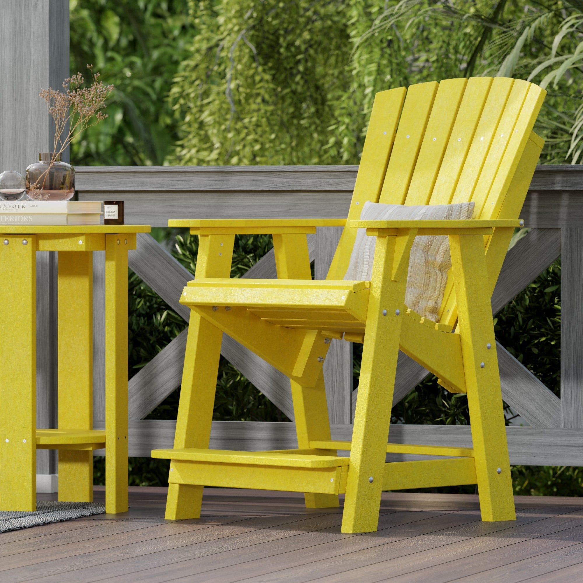 Premium Heritage High Adirondack Chair - Solid Wood Outdoor Patio Furniture for Garden, Deck, Poolside & Backyard Relaxation