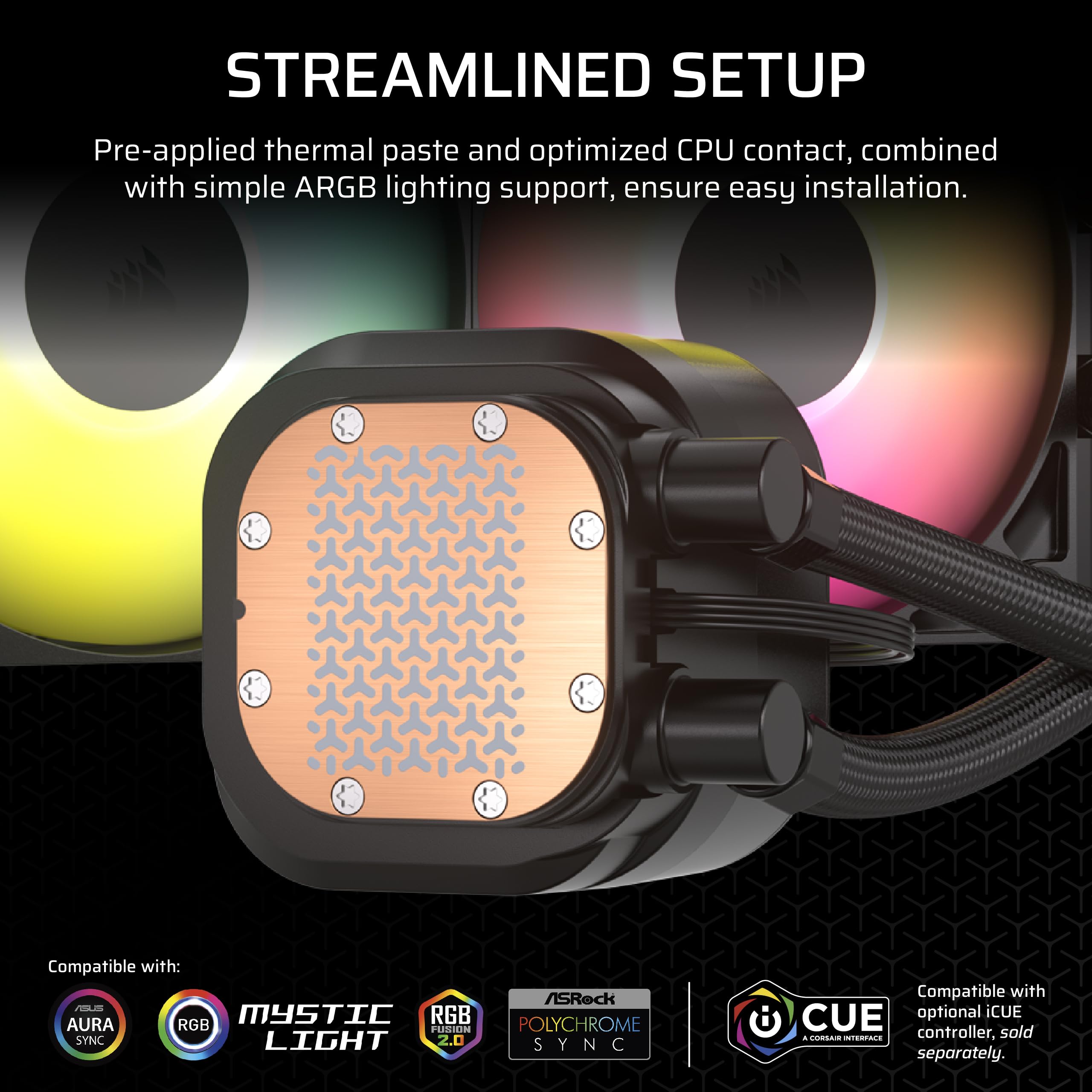 CORSAIR Nautilus 360 RS ARGB Liquid CPU Cooler - 360mm AIO RGB Water Cooling System with 3x RS120 ARGB Fans - Quiet Performance for Intel LGA 1851/1700 & AMD AM5/AM4 - Perfect for Gaming PCs, Workstations, and High-Performance Computing