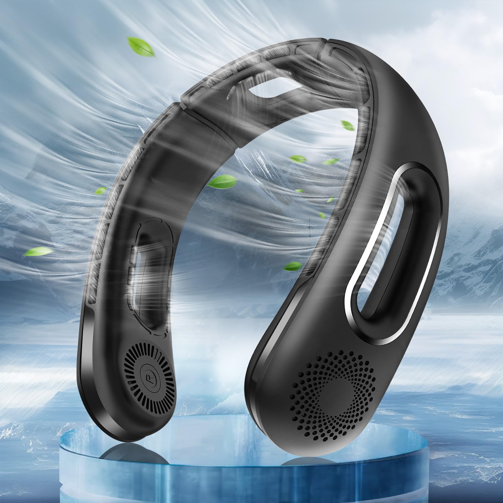 Best Hands-Free Bladeless Neck Fan - Portable Rechargeable 360° Cooling Fan with 4 Speeds & Ultra Quiet 5200mAh Battery - USB Wearable Personal Fan for Women, Travel, Outdoor, Office, Gym & Summer Activities