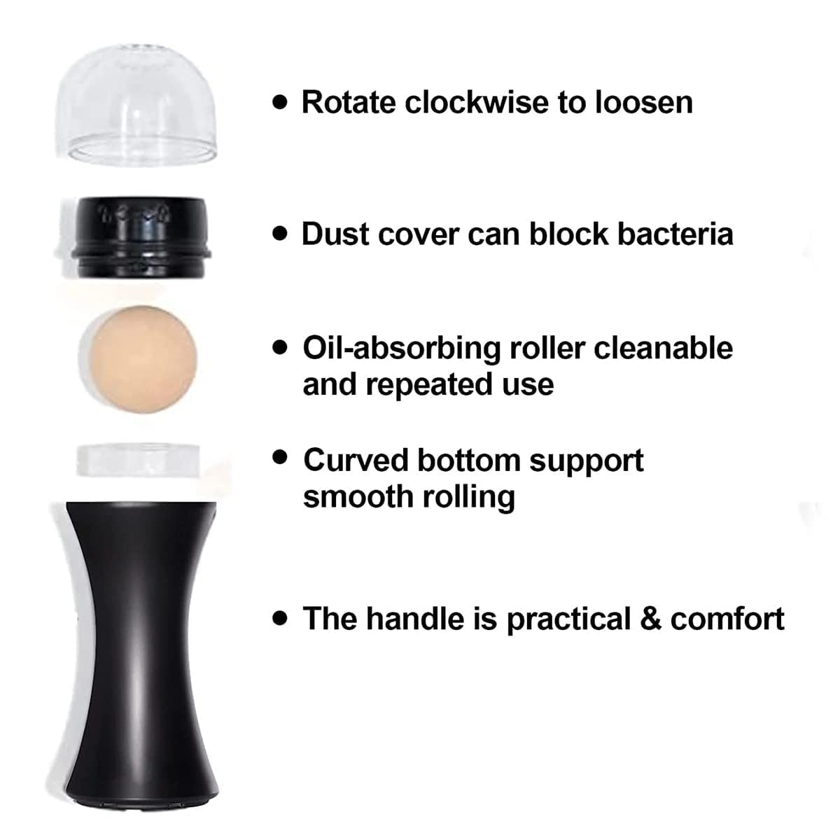Volcanic Stone Face Roller for Oily Skin - Reusable Oil Absorbing Roller | Makeup Friendly Oil Control Skincare Tool | Black | Perfect for On-the-Go Shine Control & Touch-Ups