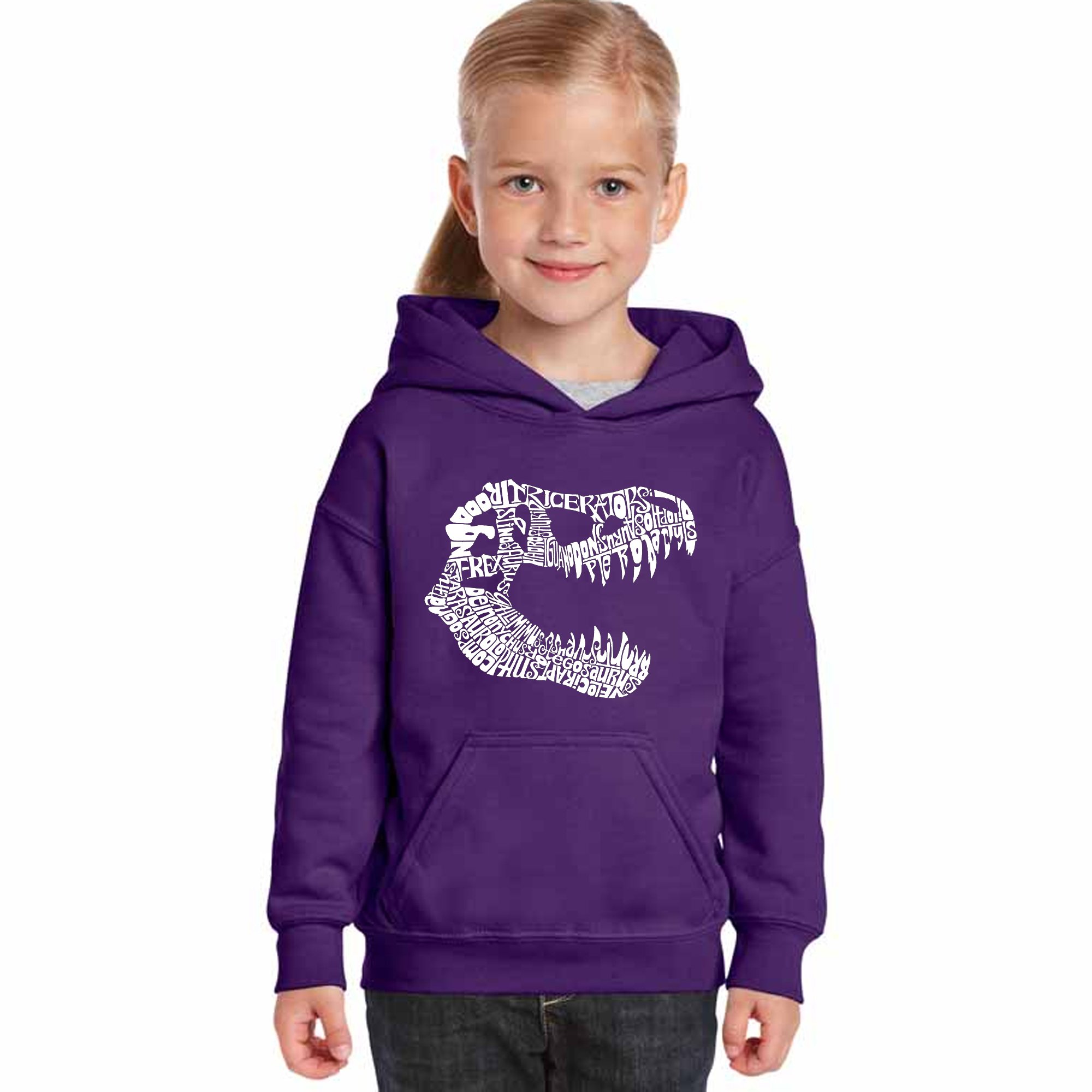Girl's Word Art Hooded Sweatshirt | TREX LA Pop Art Graphic Pullover | Cute Casual Outfit for School, Streetwear & Teen Fashion